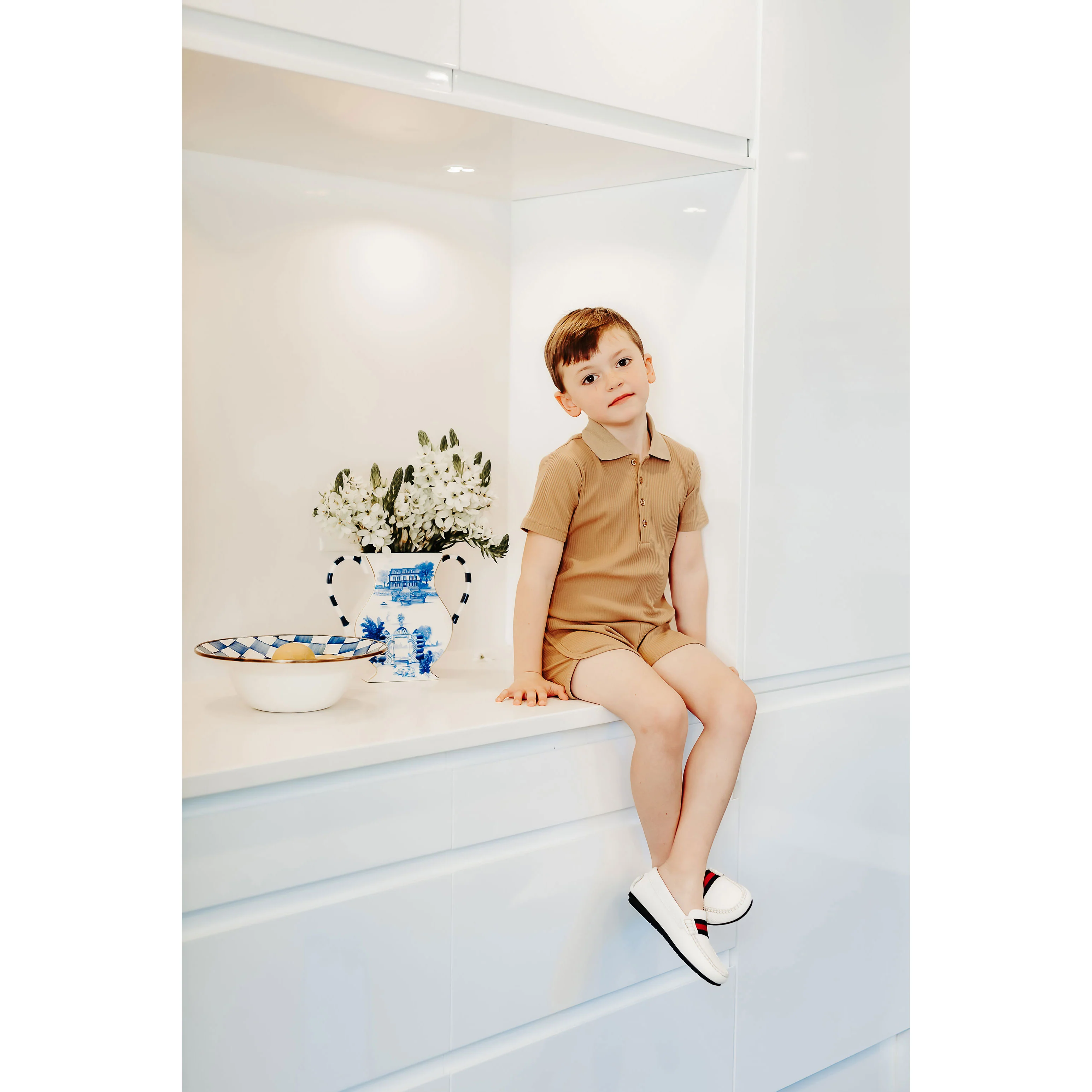 Coco Blanc Camel Ribbed Polo - Image 2