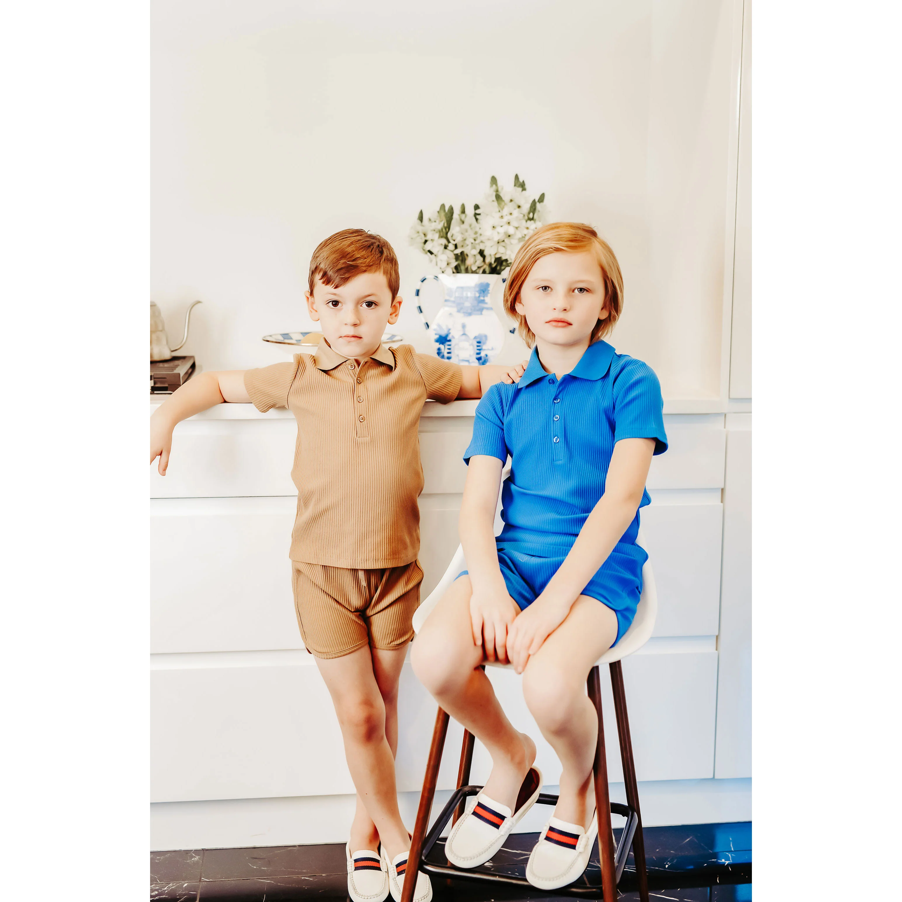 Coco Blanc Camel Ribbed Polo - Image 3