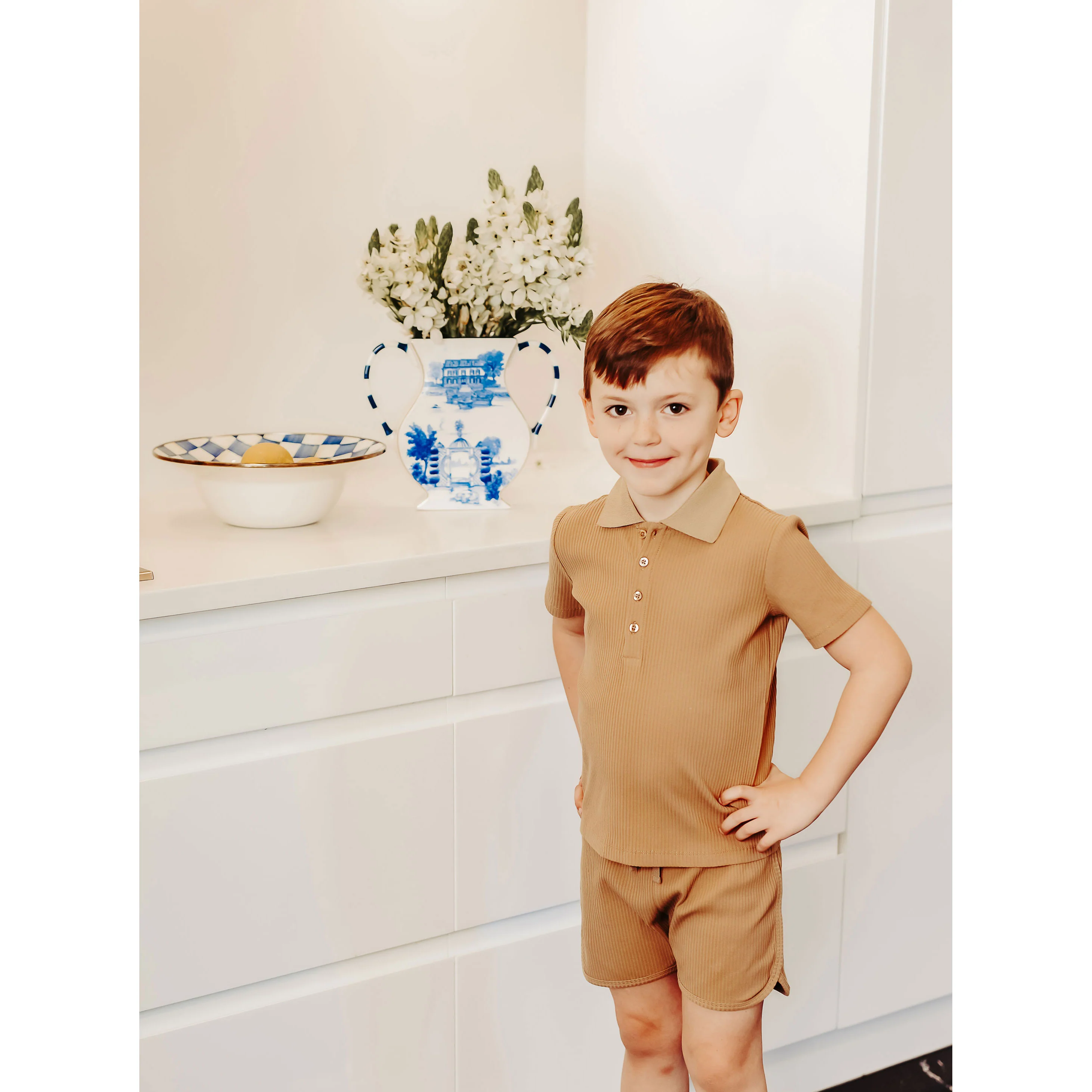 Coco Blanc Camel Ribbed Polo - Image 4