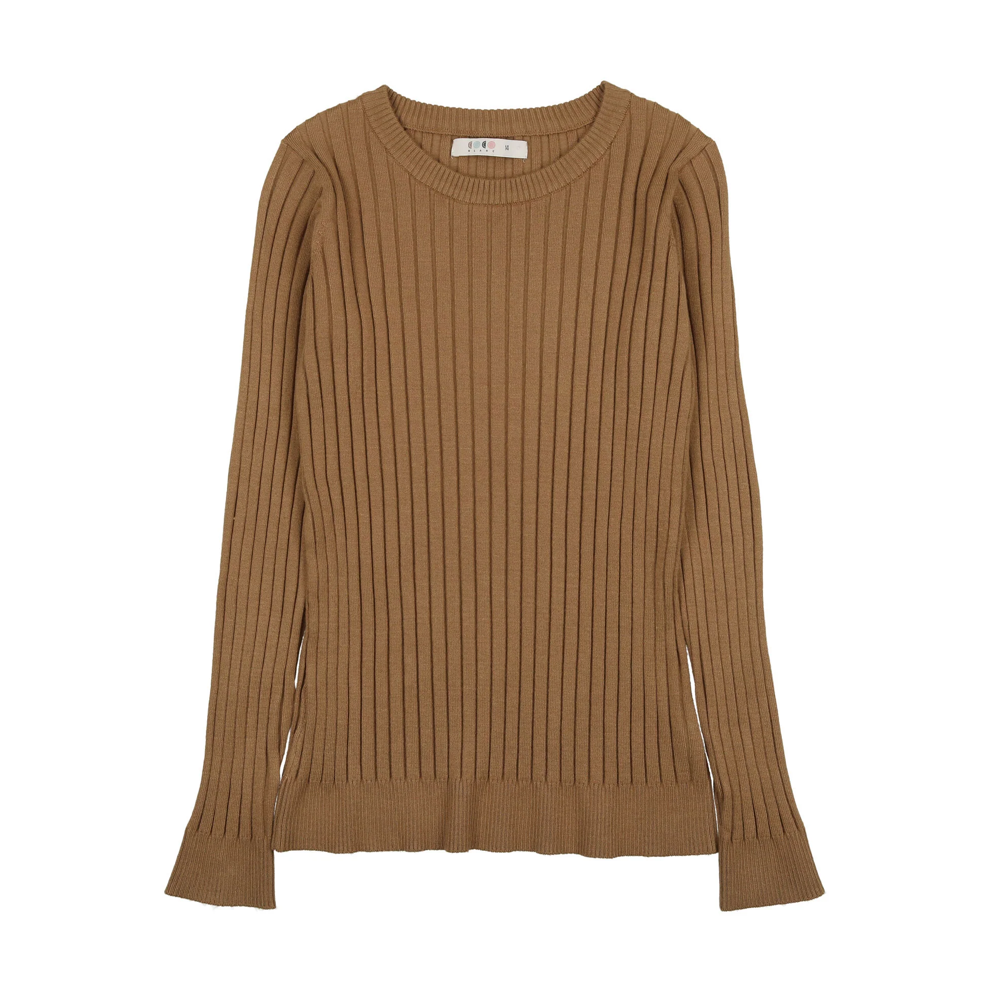 Coco Blanc Carmel Ribbed Crew Sweater