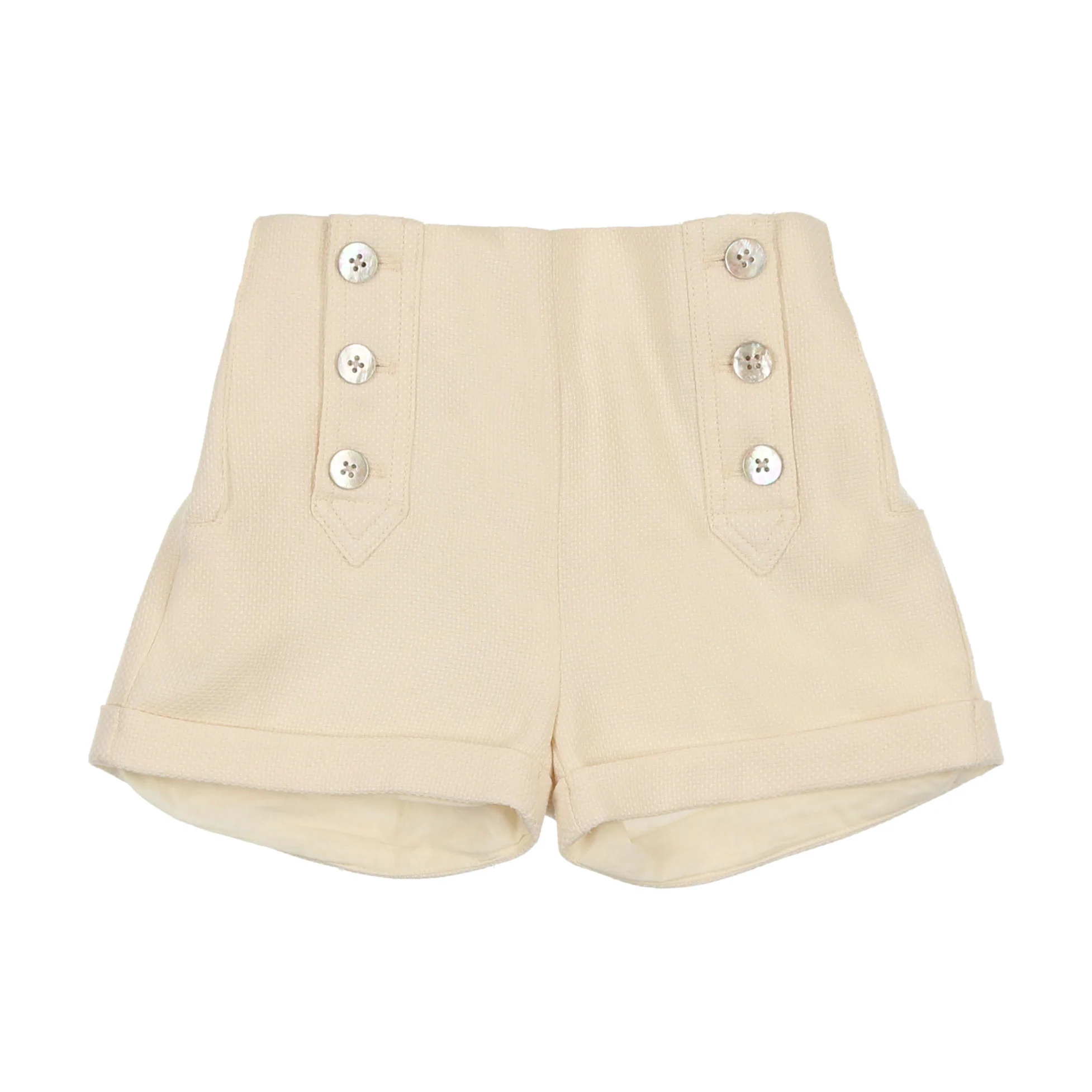 Coco Blanc Cream Button Shorts