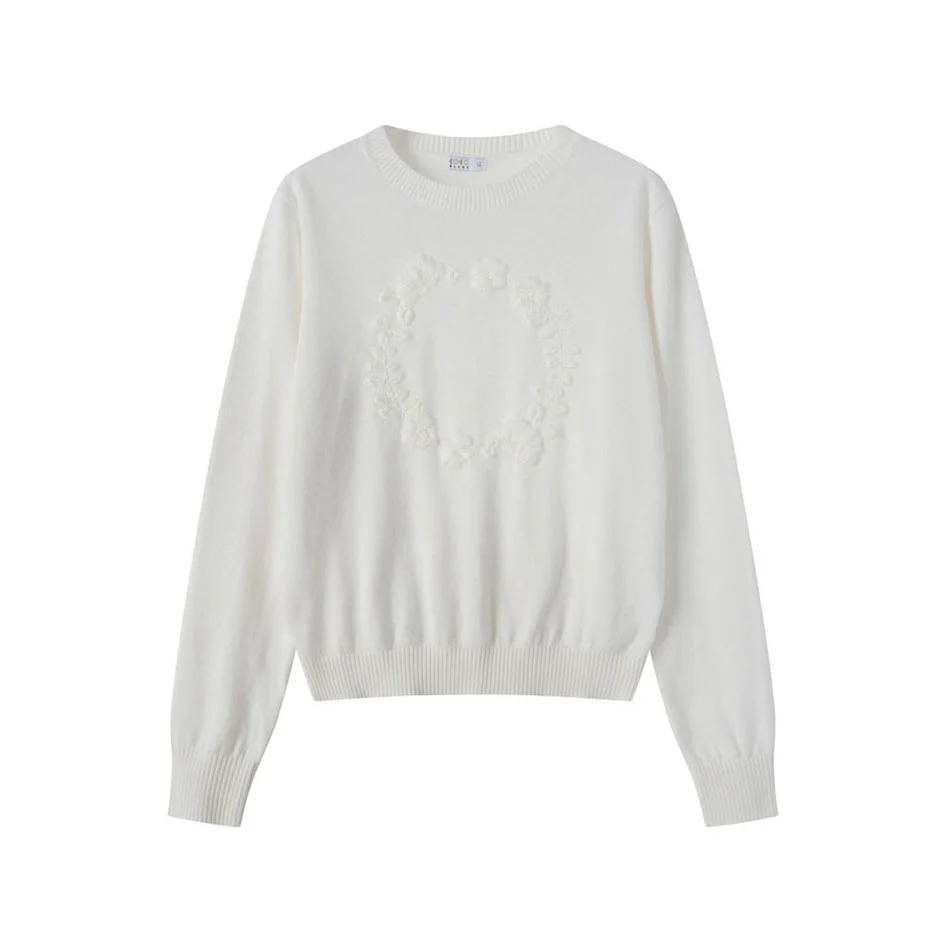 Coco Blanc Cream Embossed 4 Chunky Sweater