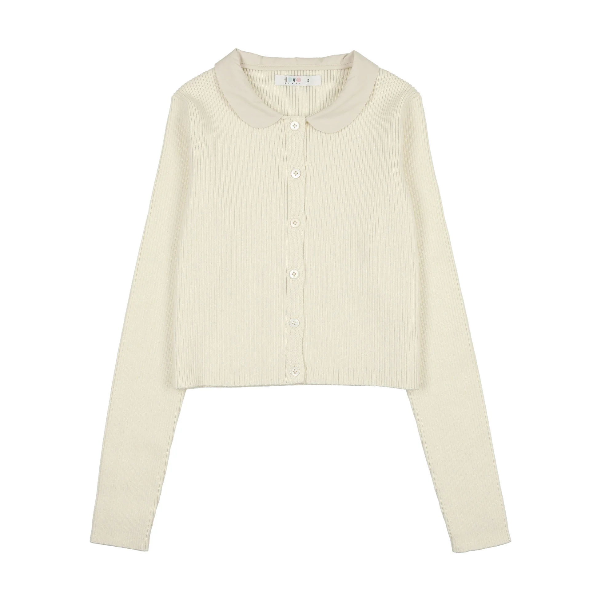 Coco Blanc Cream Peter Pan Knit Ribbed Cardigan