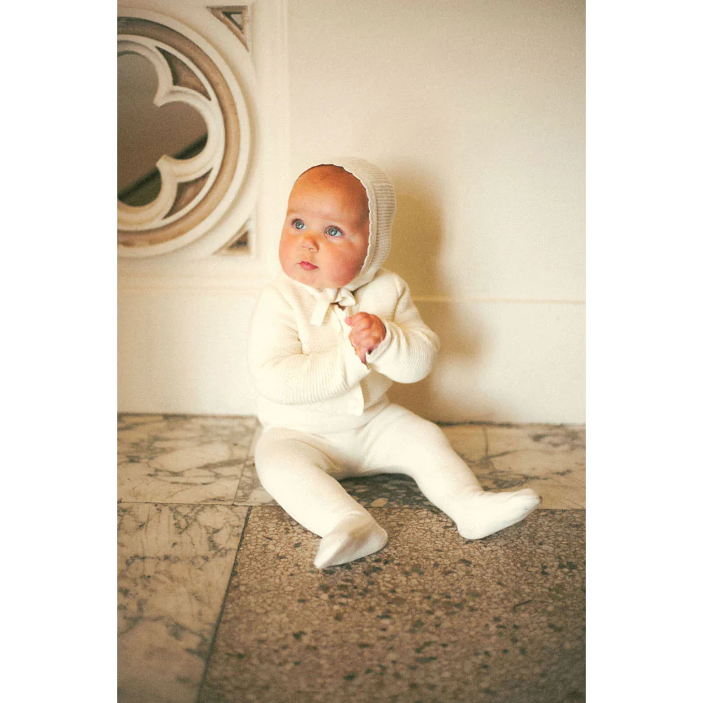 Coco Blanc Cream Scalloped Flat Knit Footie - Image 2