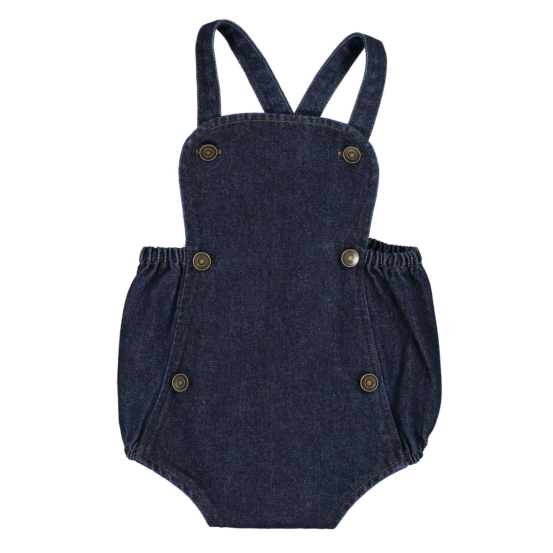 Coco Blanc Dark Blue Denim Baby Romper