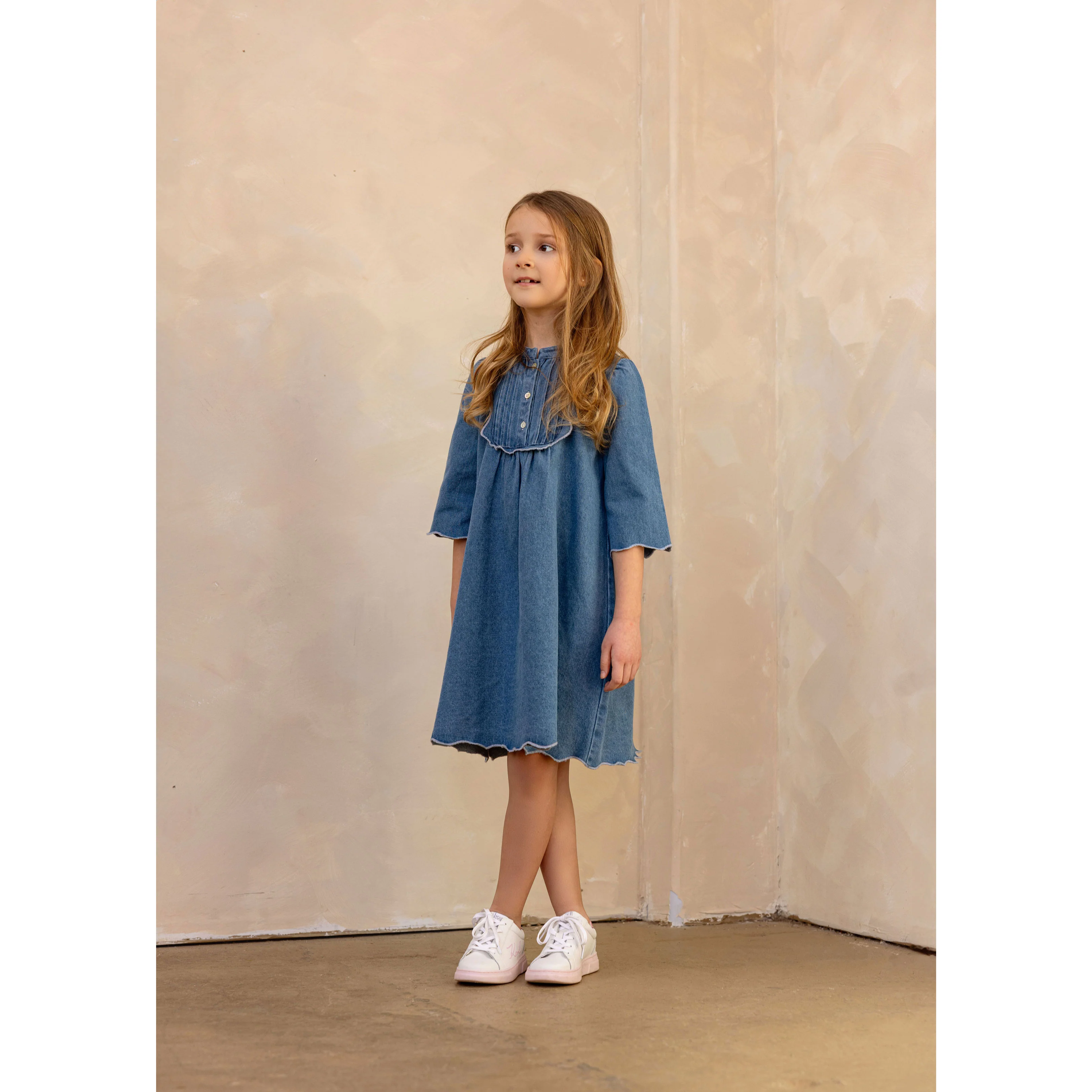 Coco Blanc Denim Scalloped Dress - Image 3