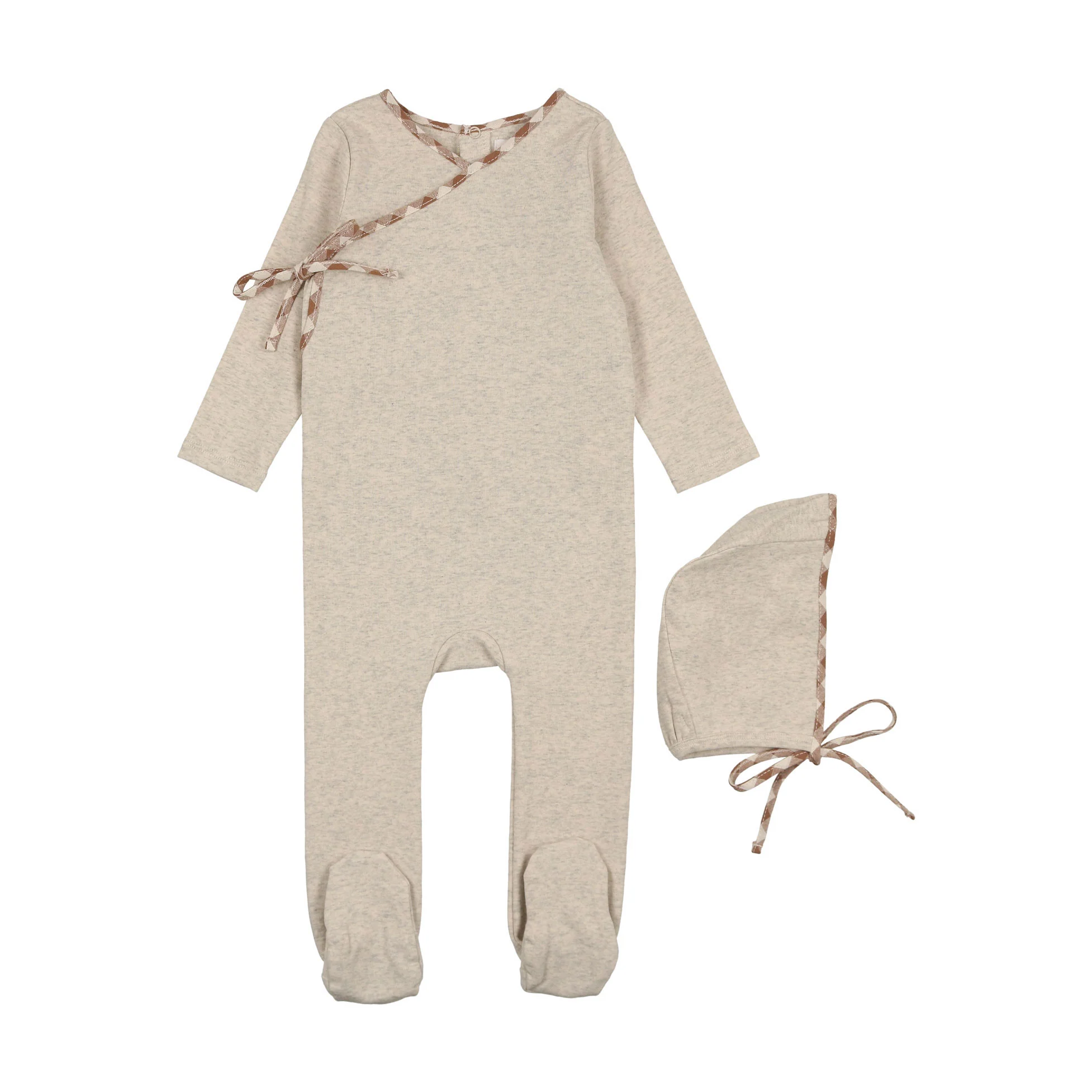 Coco Blanc Heathered Oat Wrap Footie