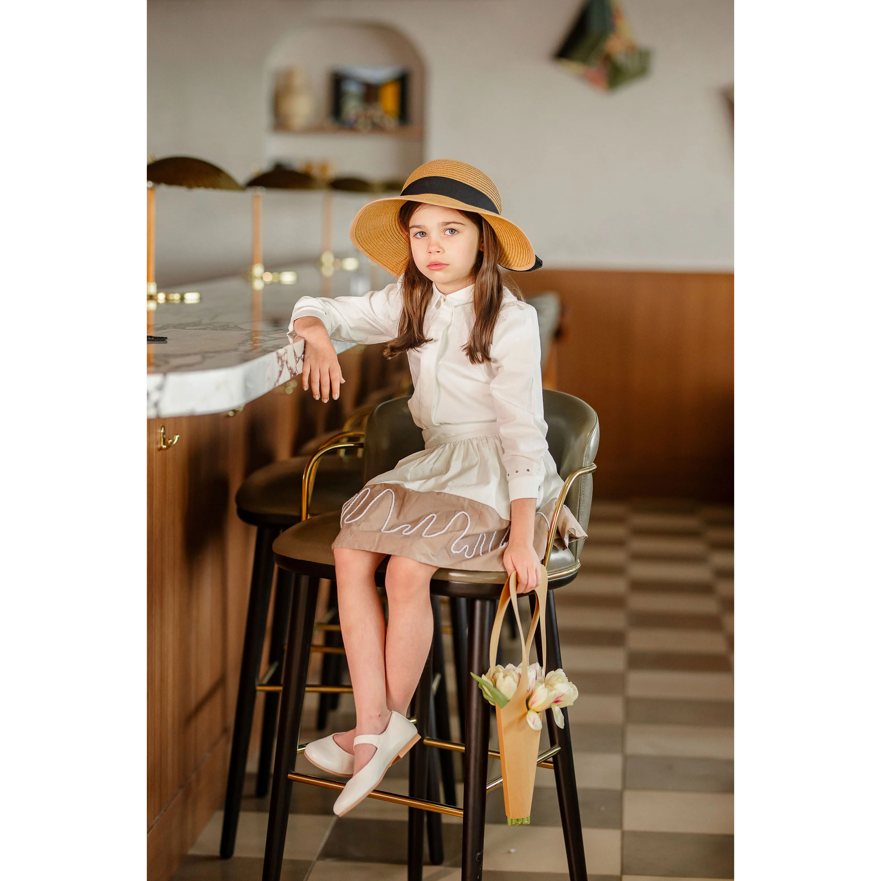 Coco Blanc Ivory/Taupe Colorblock Skirt - Image 5
