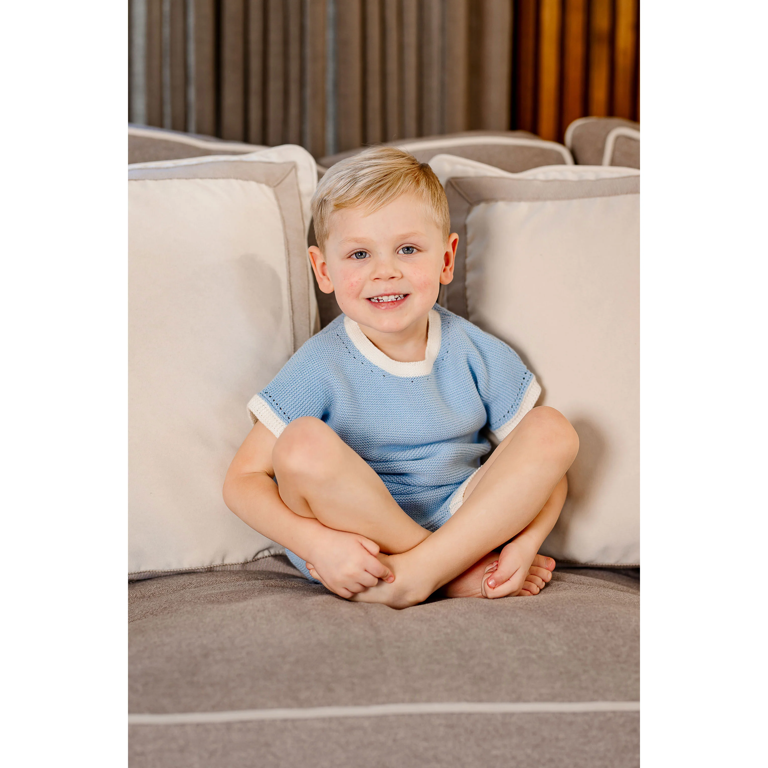 Coco Blanc Light Blue Knit Colorblock Set - Image 2