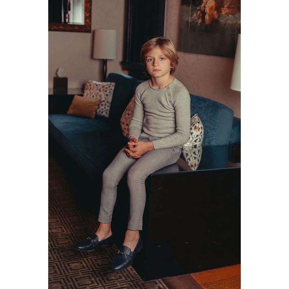 Coco Blanc Light Grey Crew Button Sweater - Image 2