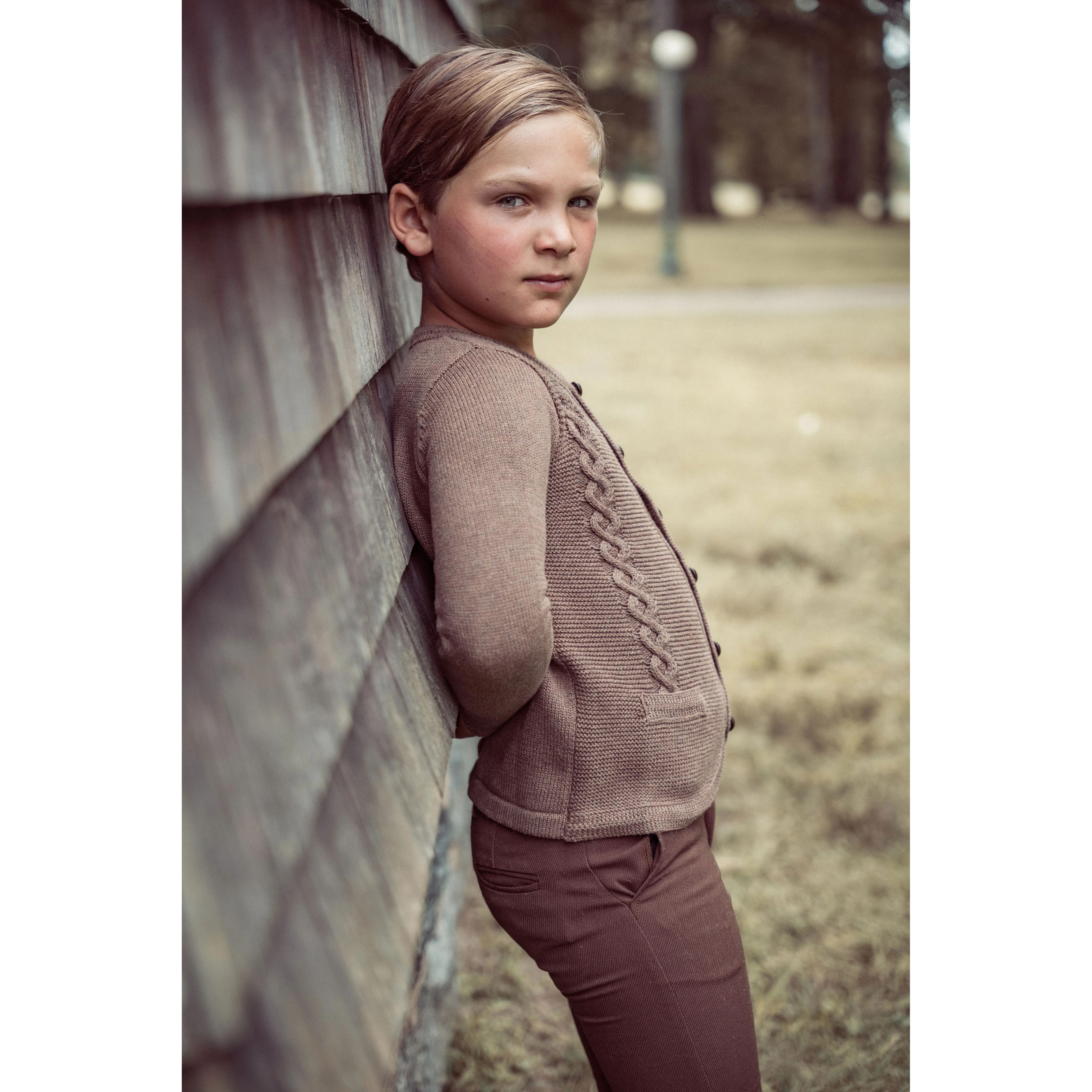 Coco Blanc Mocha Cabled Knit Cardigan - Image 2
