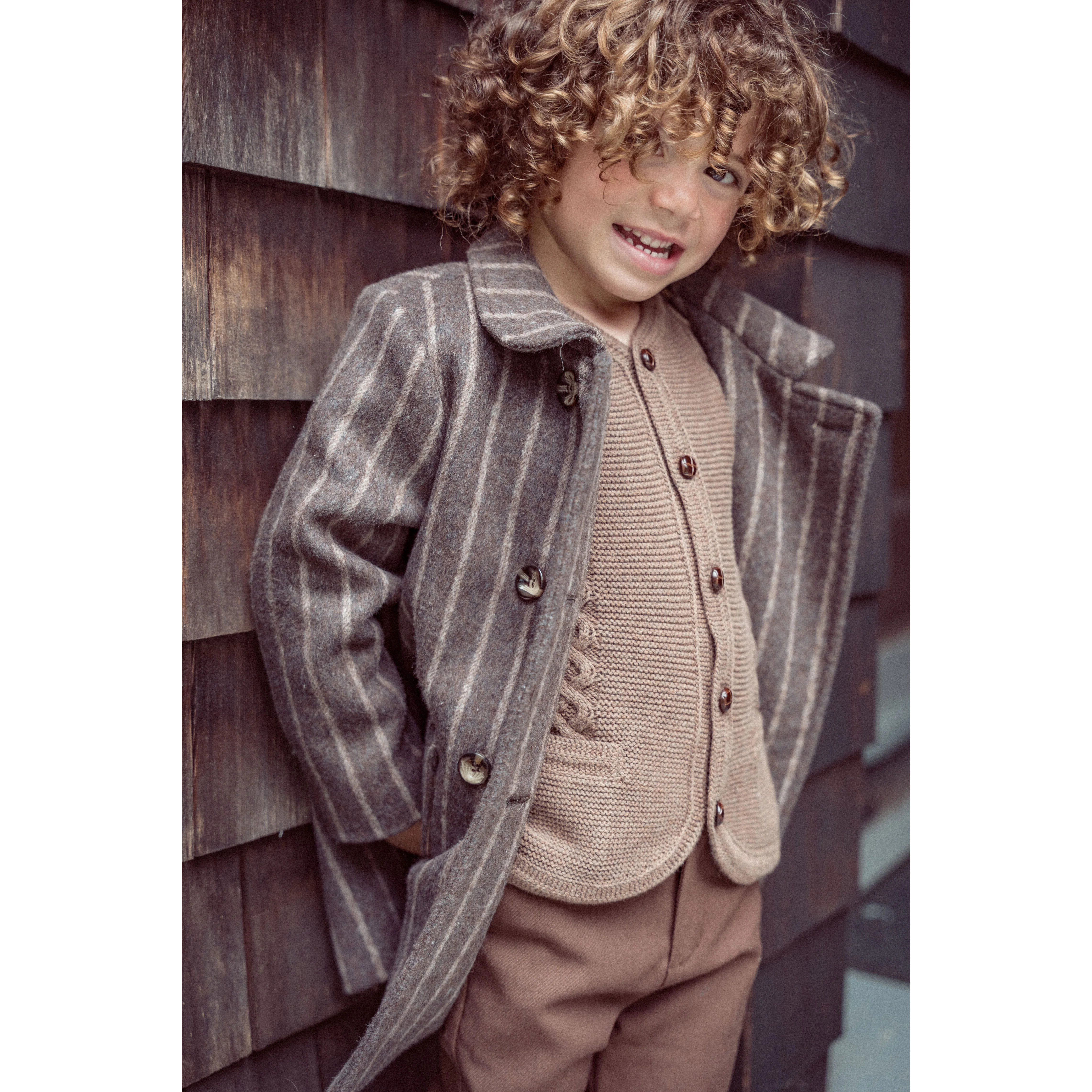 Coco Blanc Mocha Cabled Knit Cardigan - Image 3