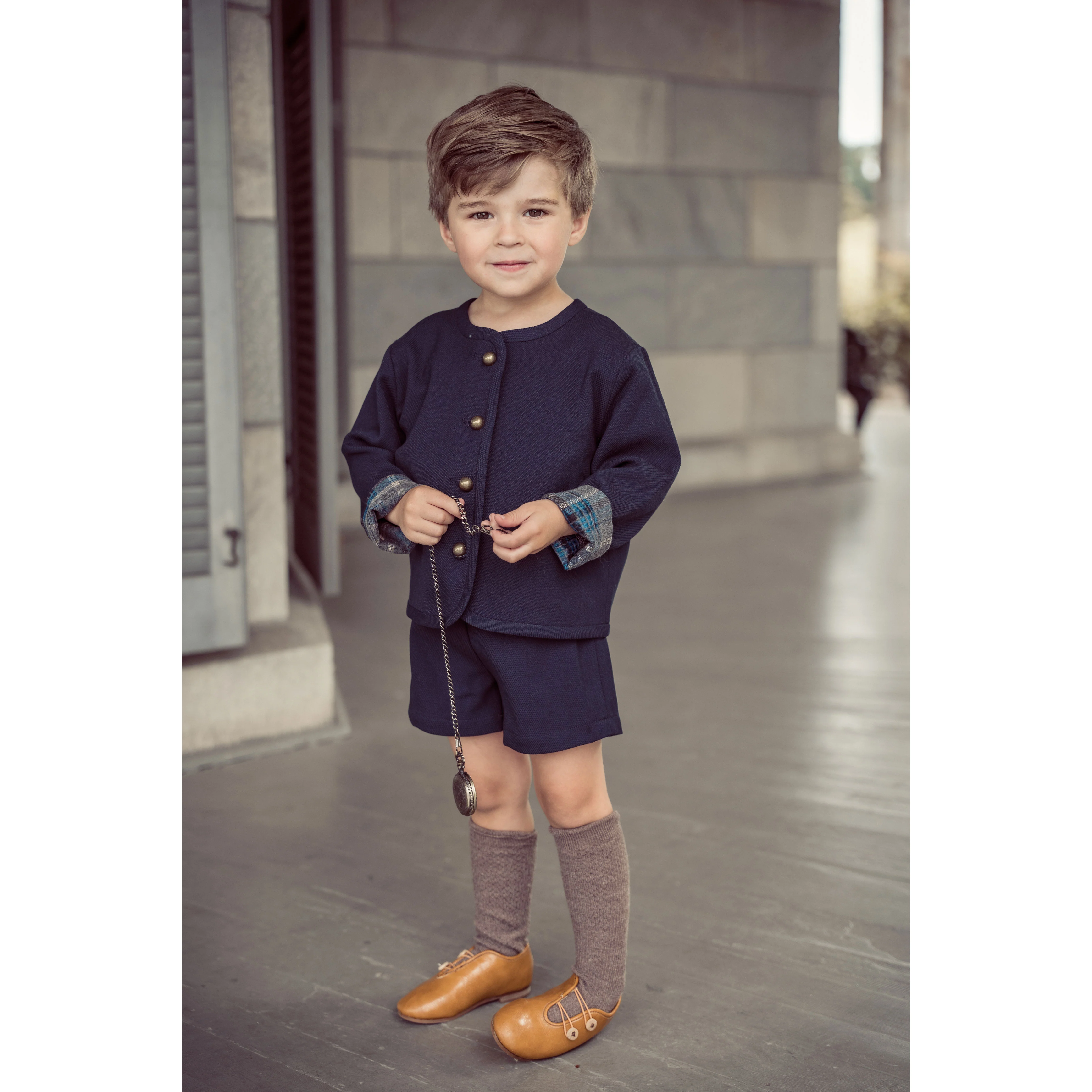 Coco Blanc Navy Cropped Blazer - Image 2
