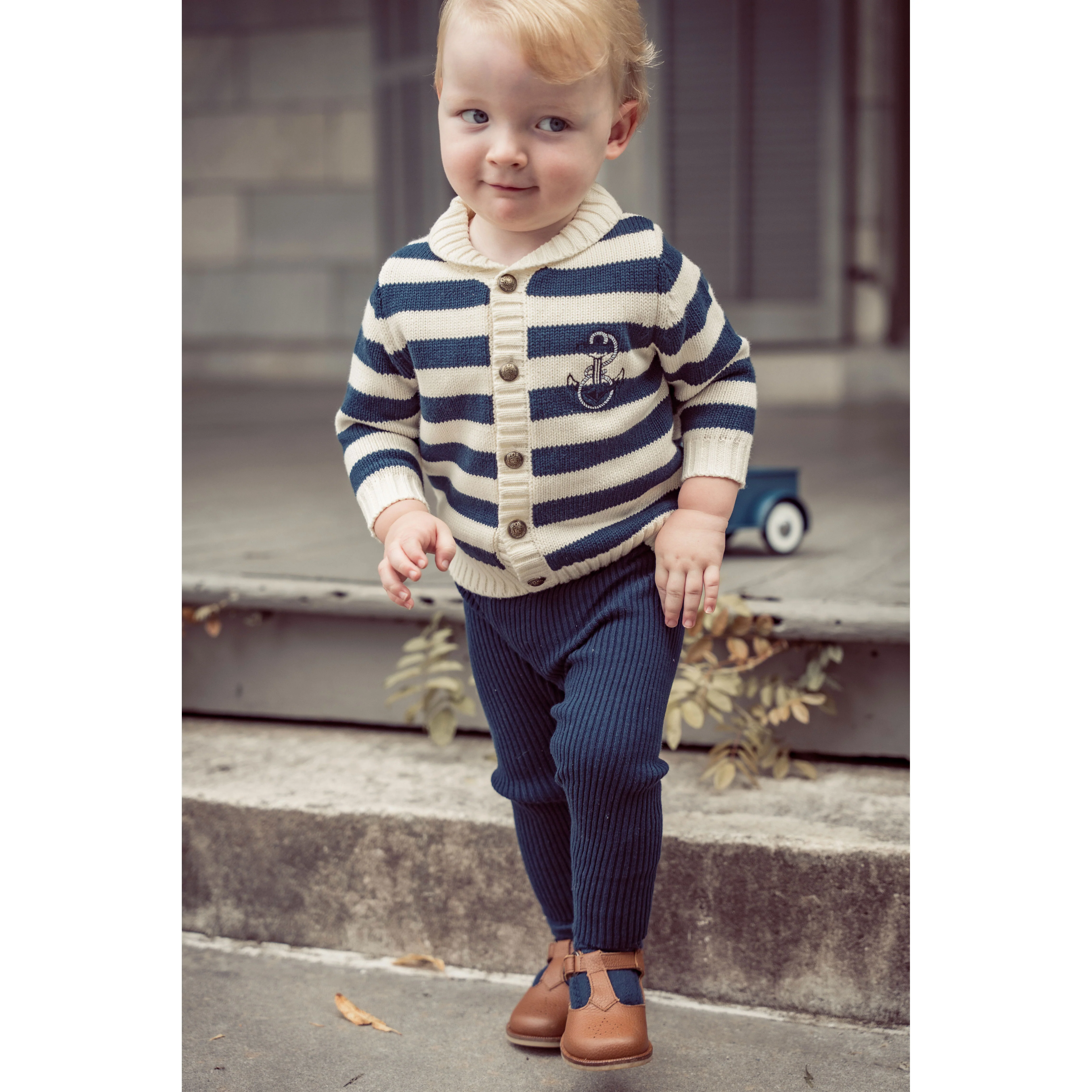 Coco Blanc Navy Ribbed Leggings - Image 2