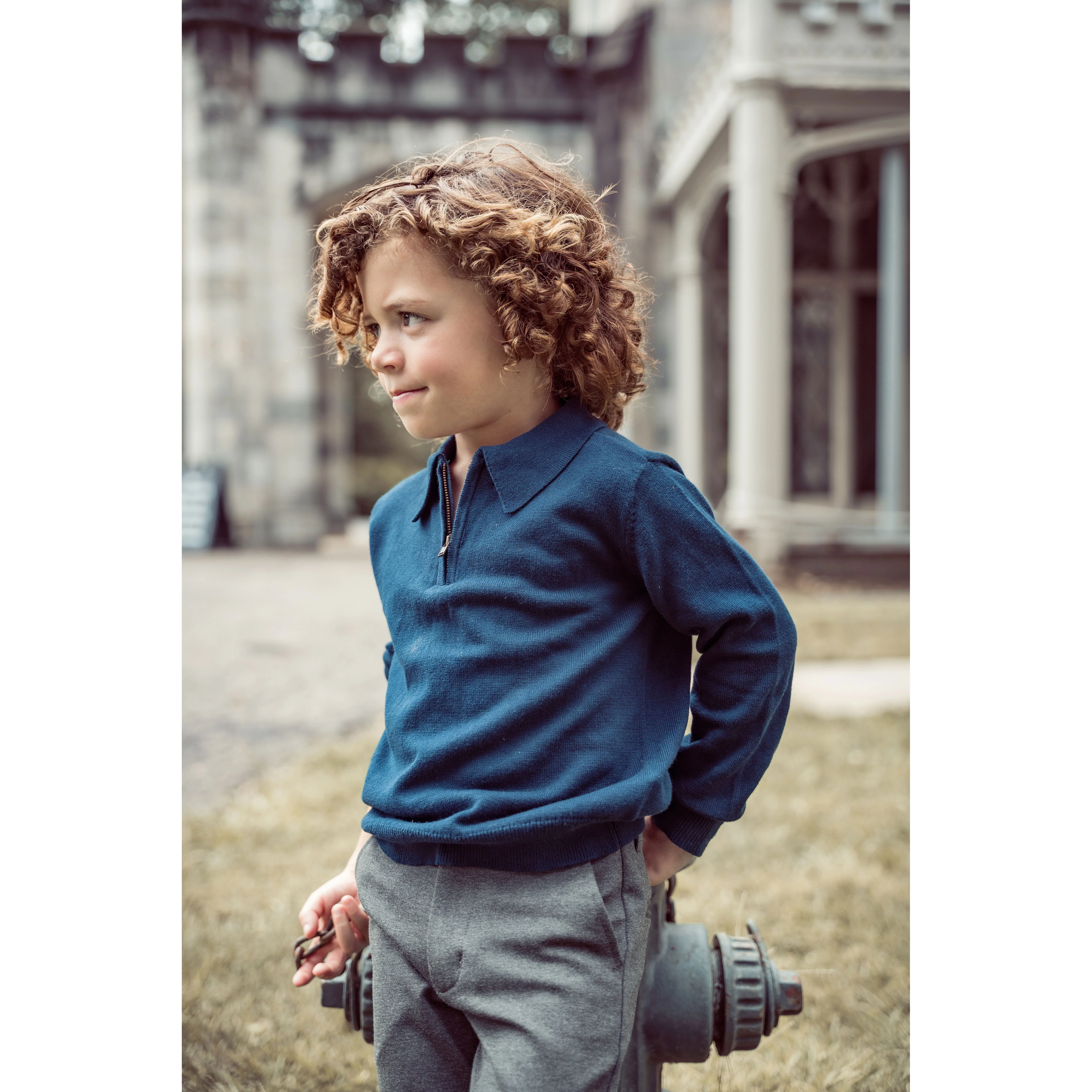 Coco Blanc Navy Zipper Polo - Image 2
