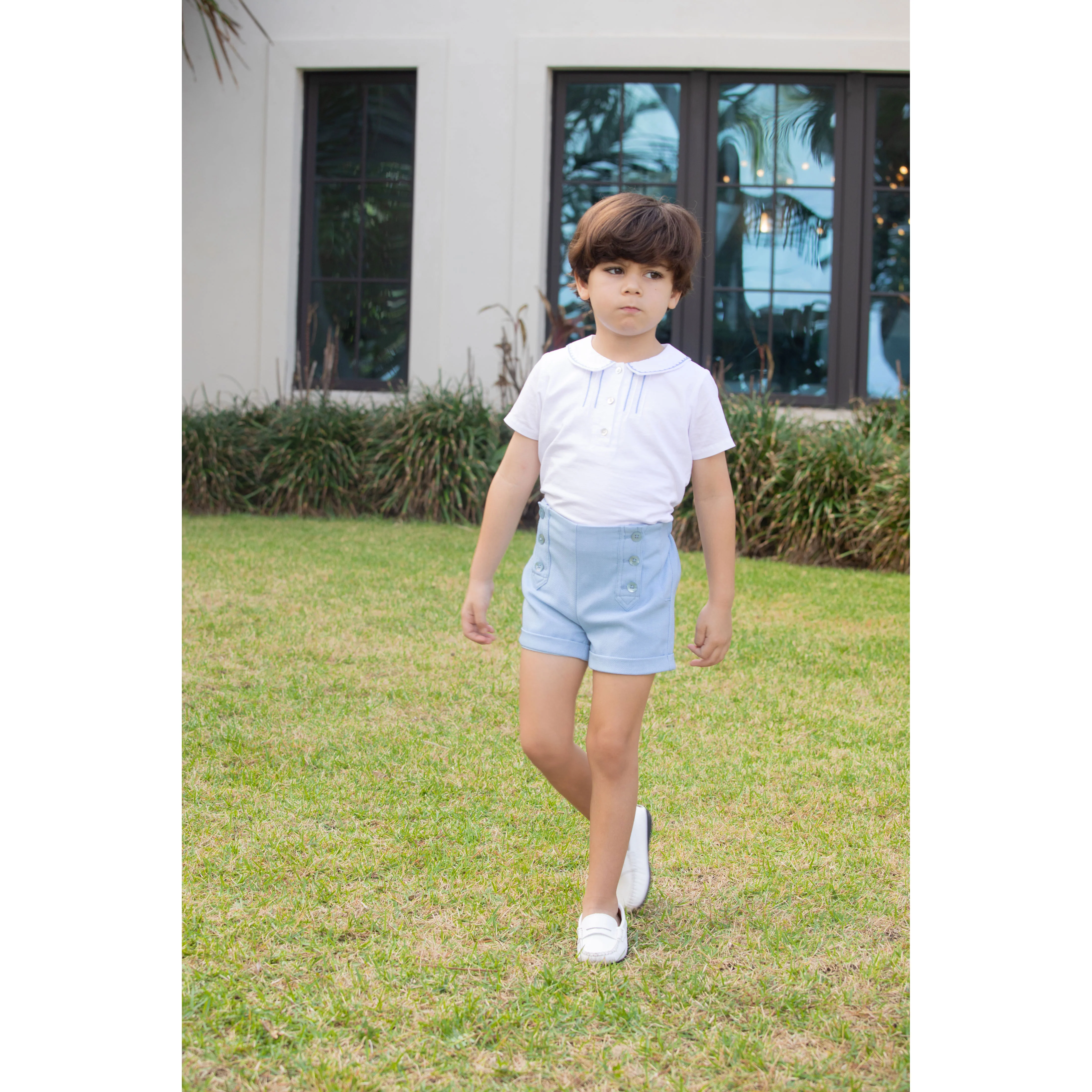 Coco Blanc Pale Blue Button Shorts - Image 2