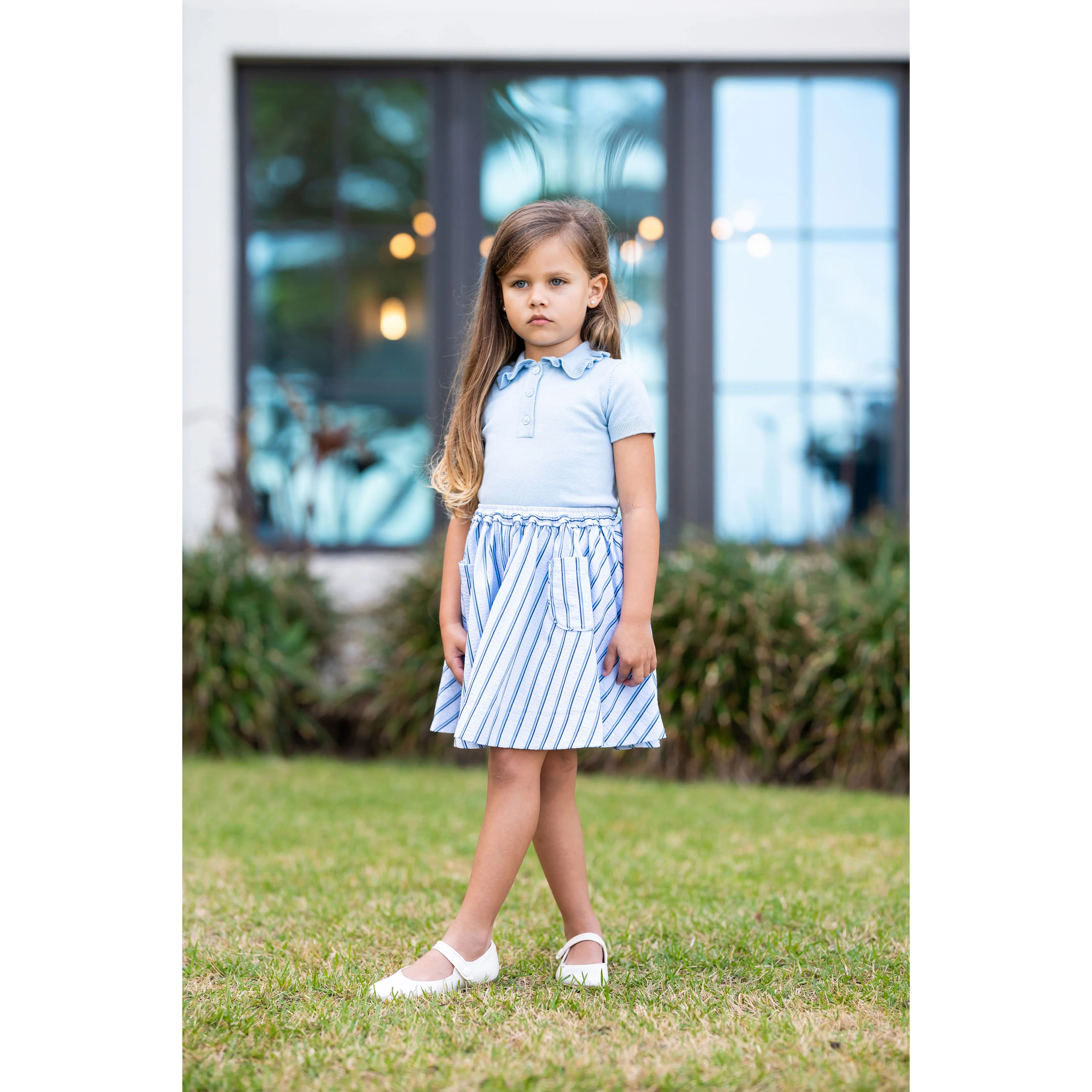 Coco Blanc Pale Blue Ruffle Collar Sweater - Image 2