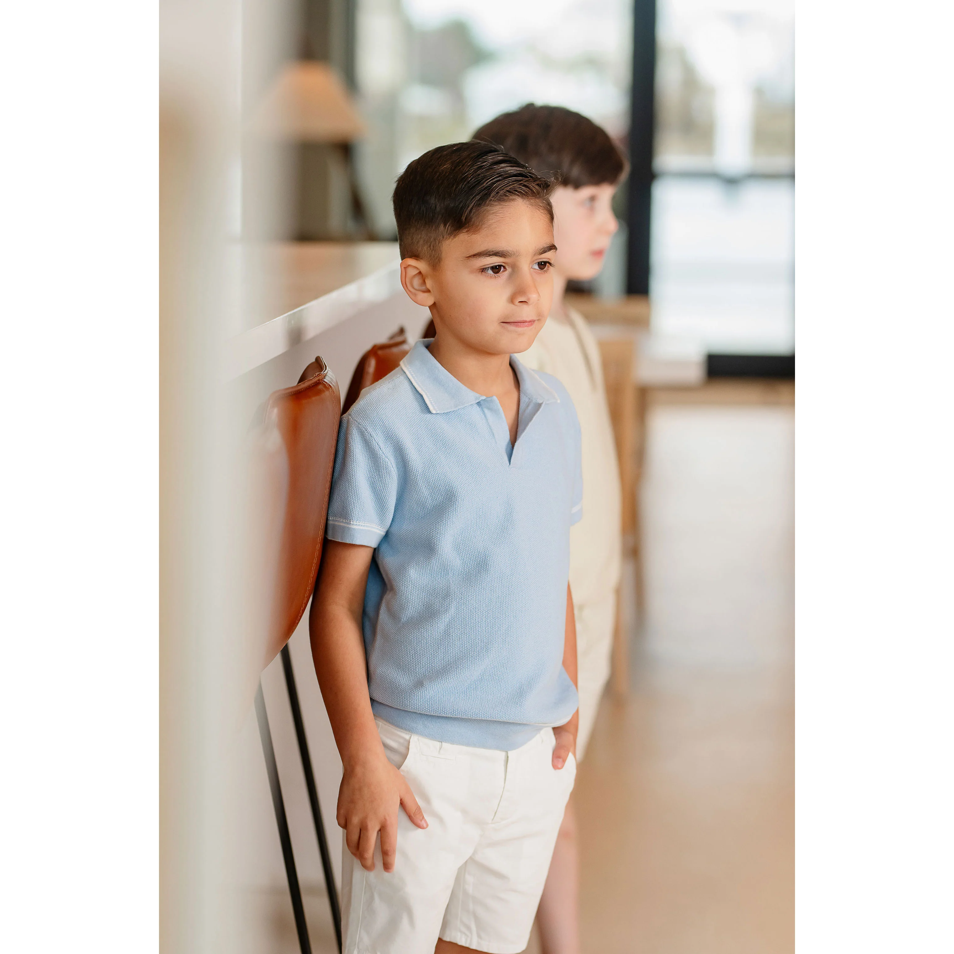 Coco Blanc Pale Blue Stitched Polo - Image 3