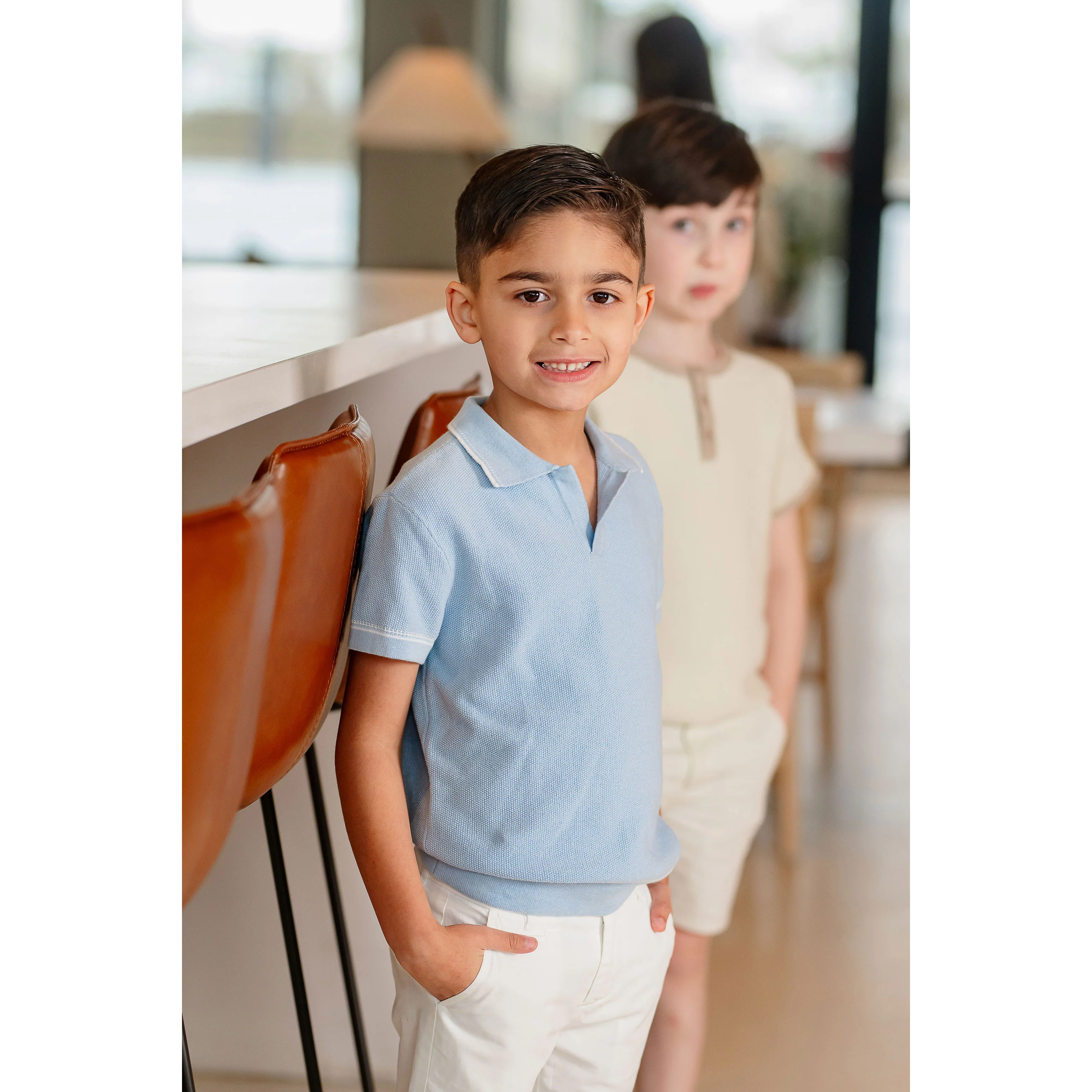 Coco Blanc Pale Blue Stitched Polo - Image 4