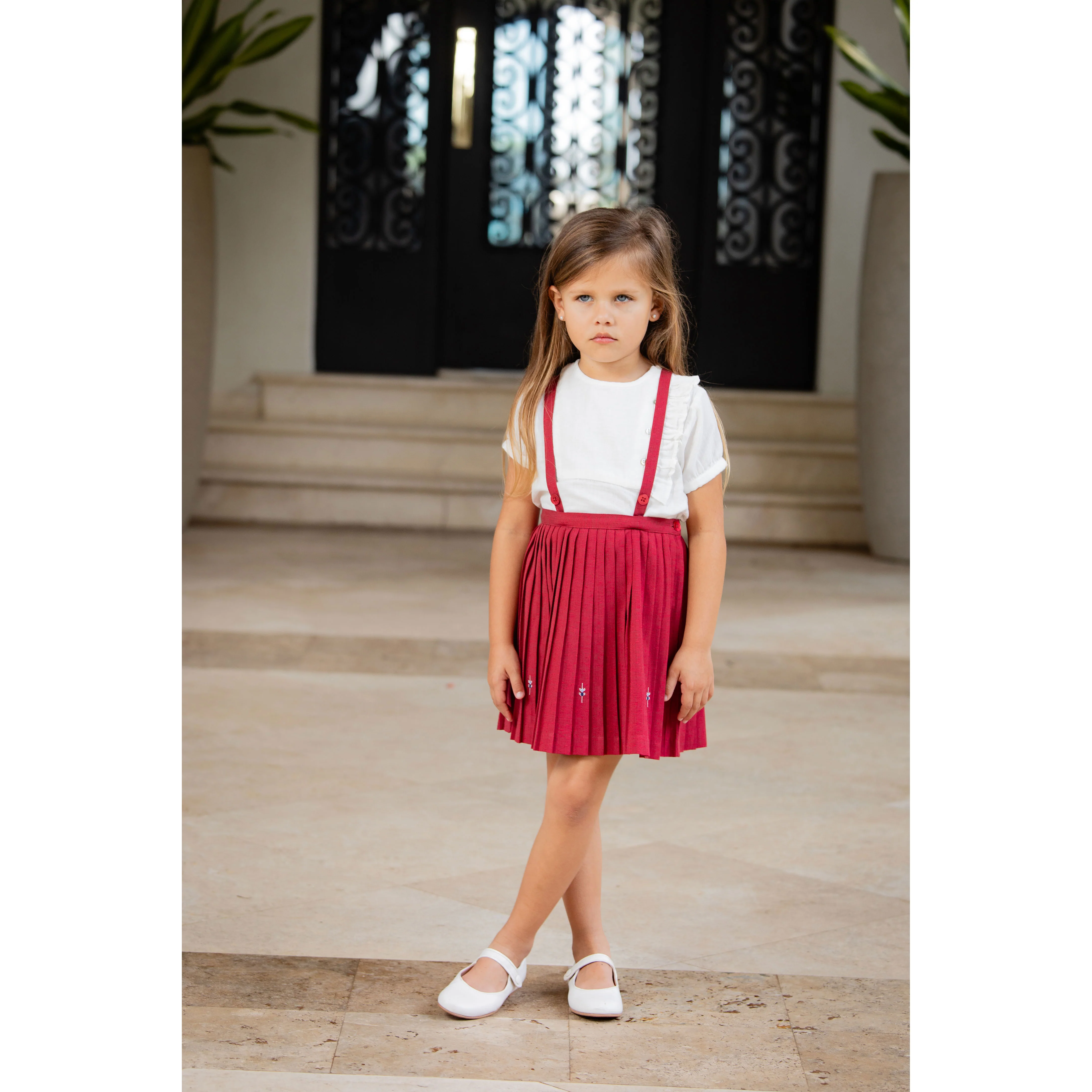 Coco Blanc Red Pleated Jumper - Image 2