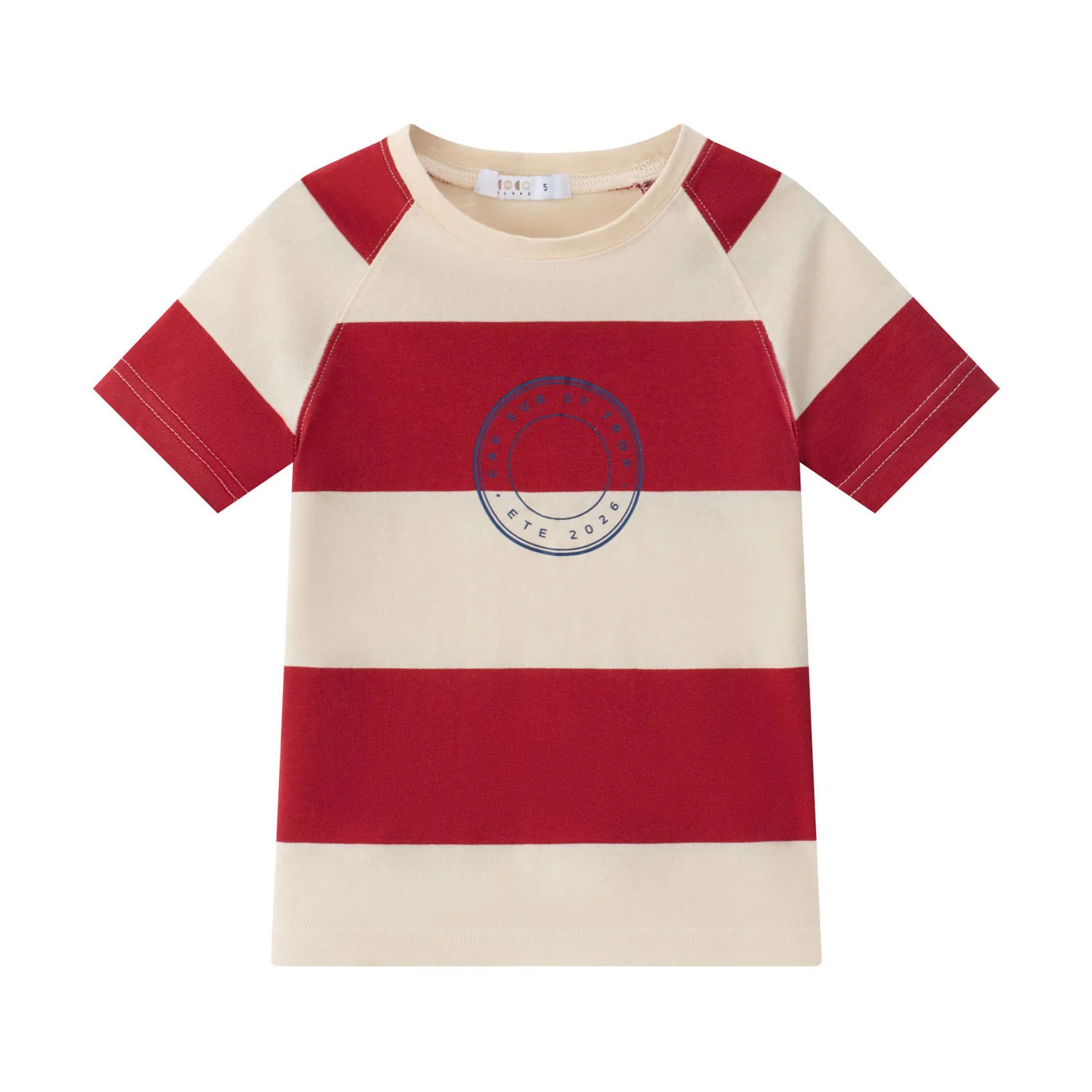 Coco Blanc Red Stripe Short Sleeve Tee