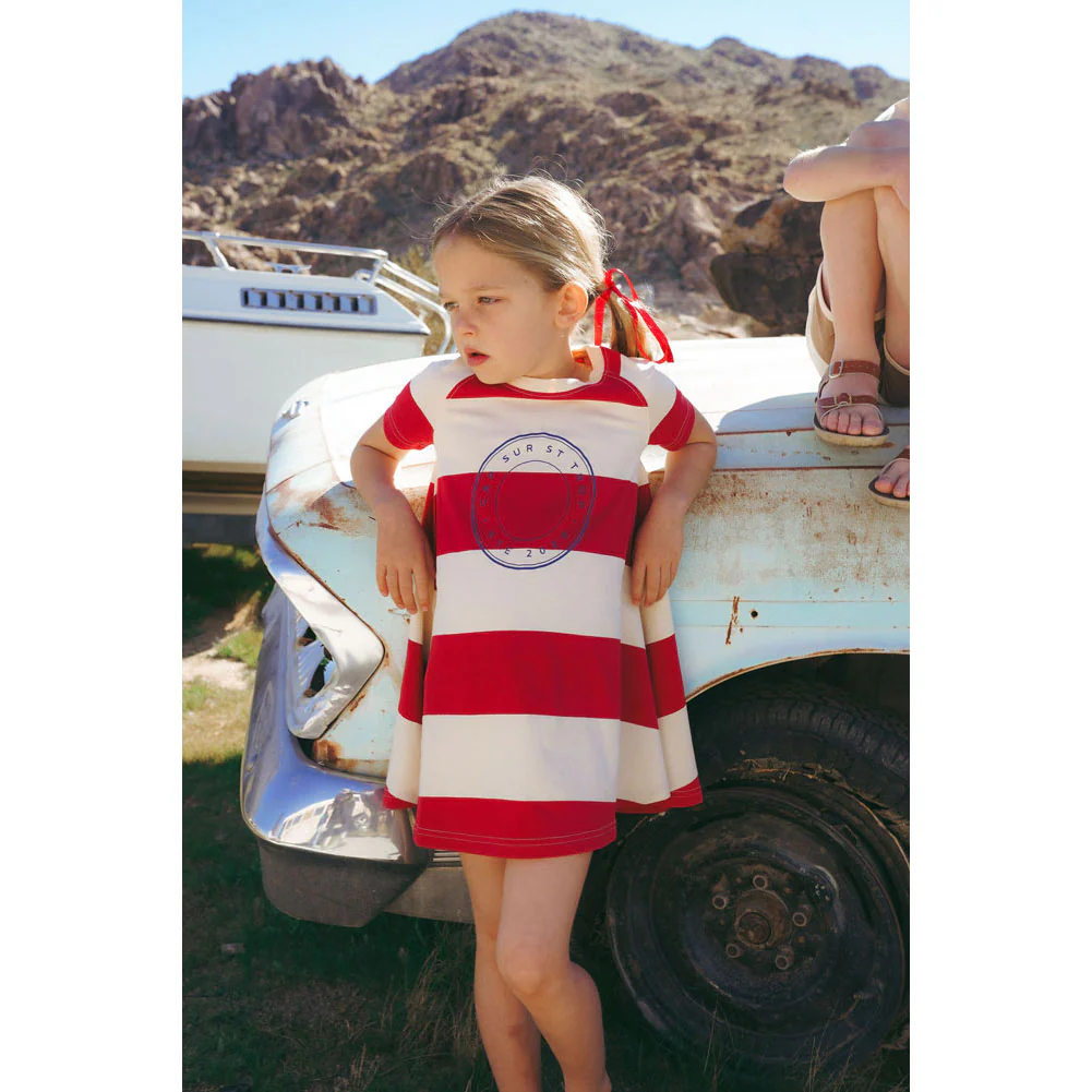 Coco Blanc Red Stripe Short Sleeved A-Line Dress - Image 2