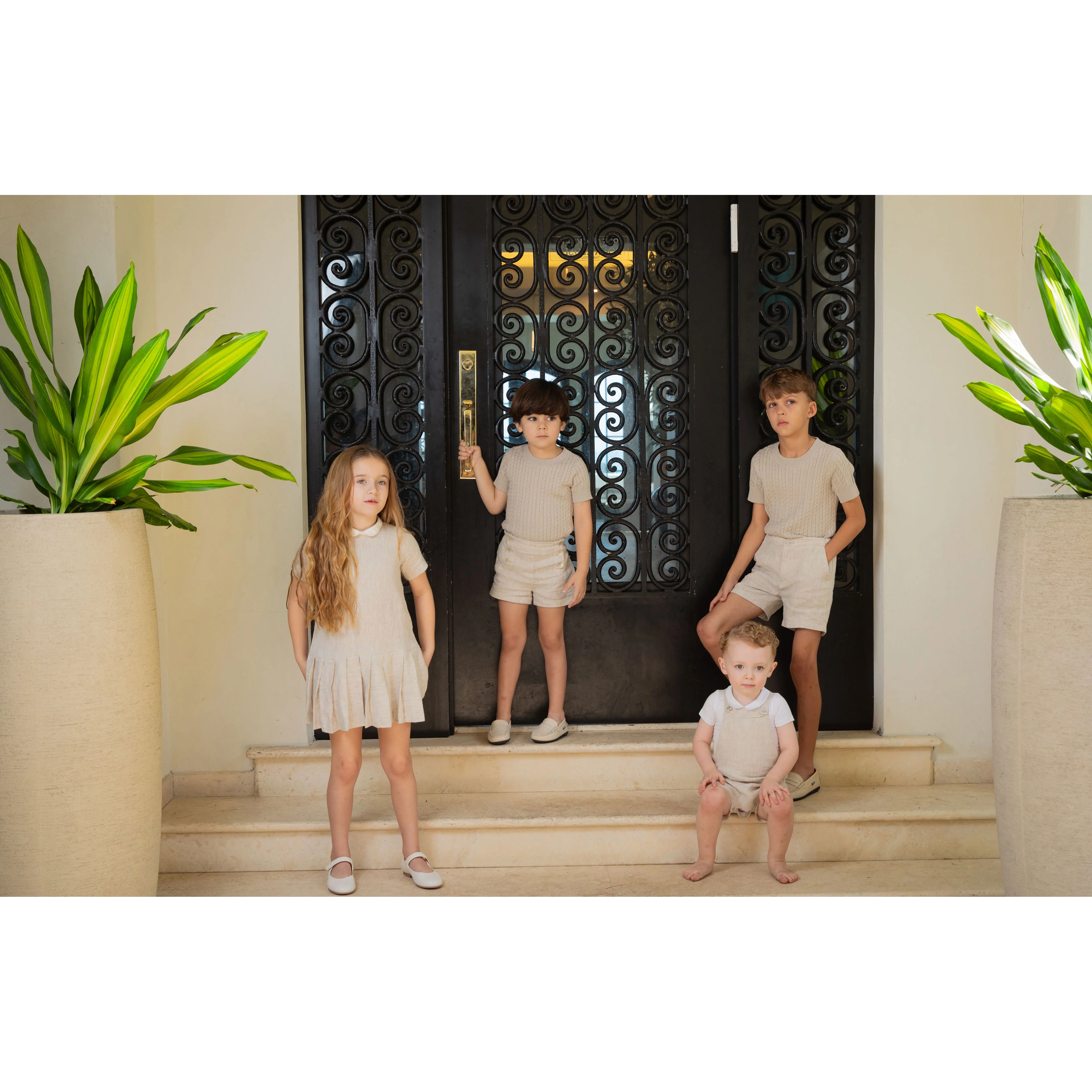 Coco Blanc Sand Linen Button Shorts - Image 2