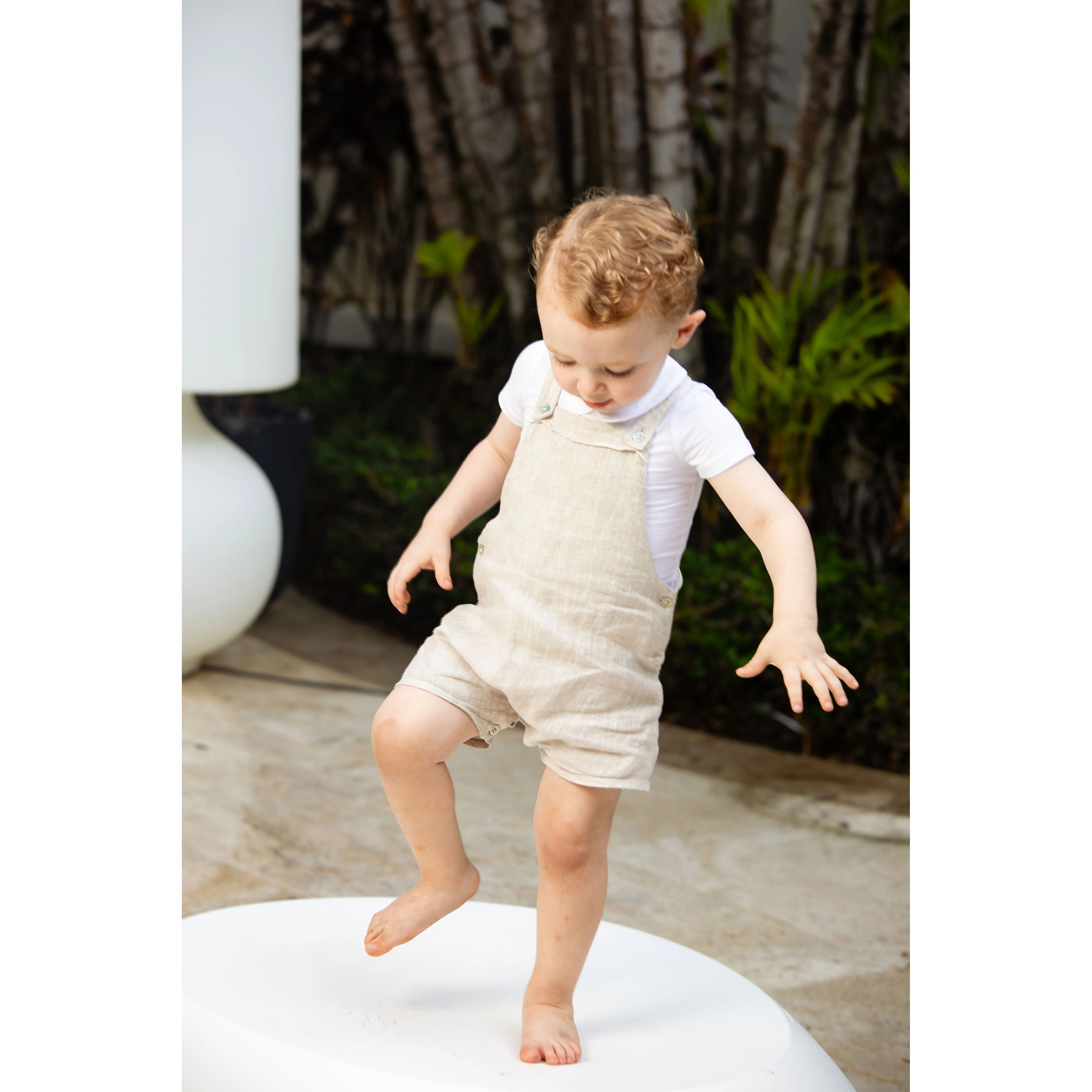 Coco Blanc Sand Linen Dressy Overalls - Image 2