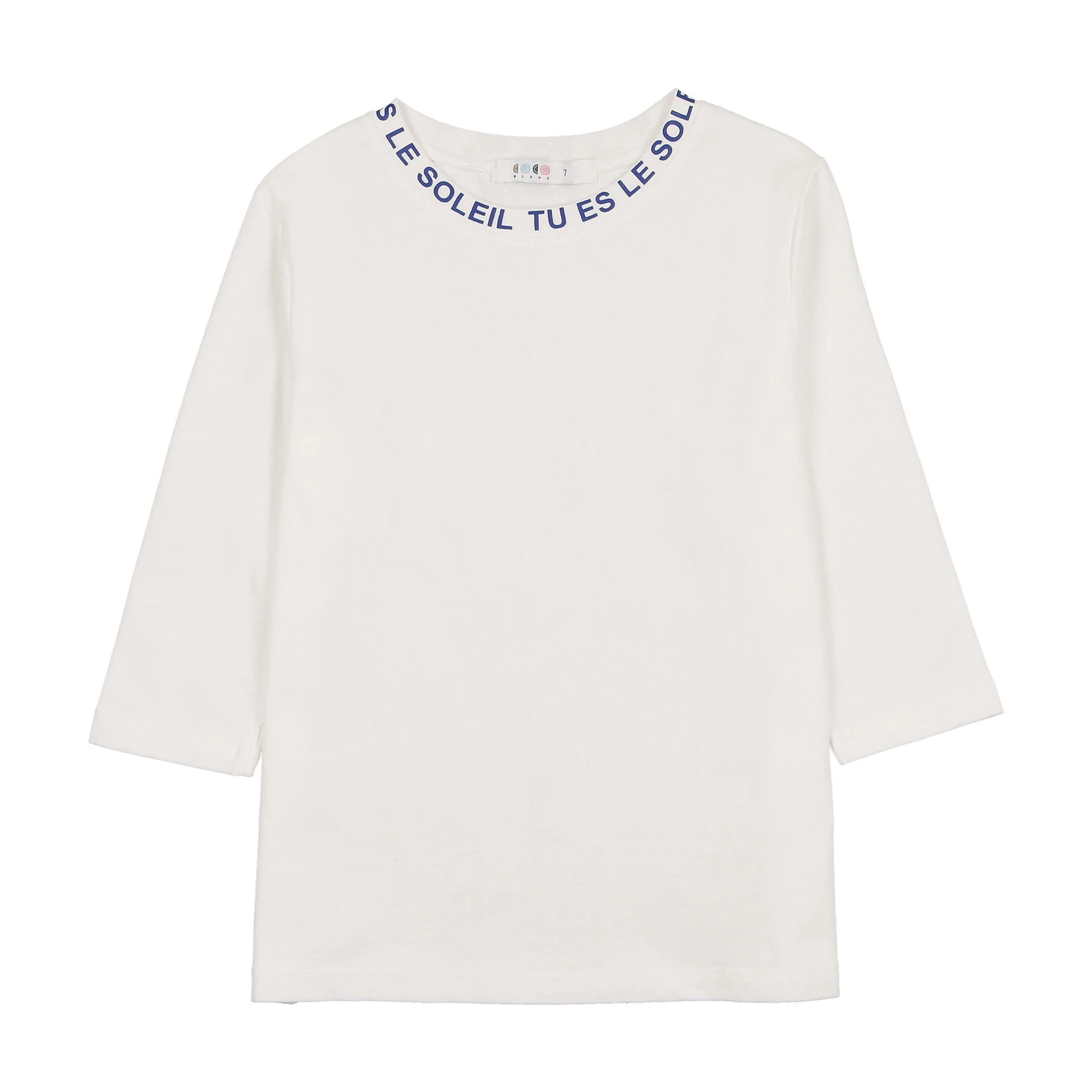 Coco Blanc White W/ Blue Crew Neck Tee