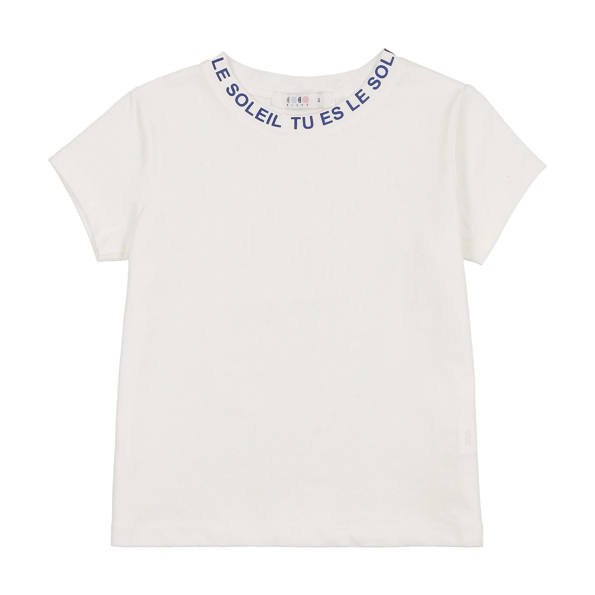Coco Blanc White W/ Blue Short Sleeve Crewneck Tee
