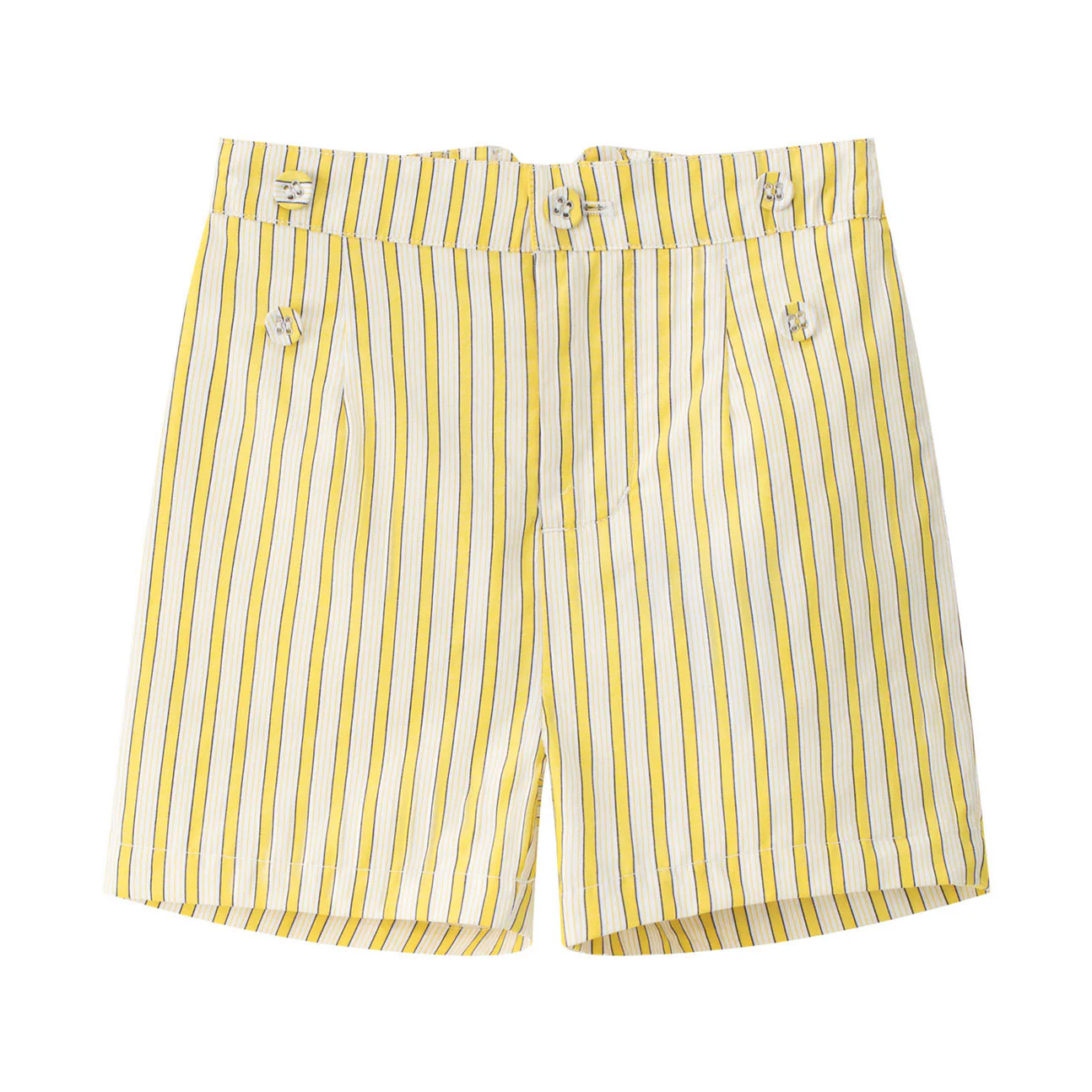 Coco Blanc Yellow Striped Double Button Shorts