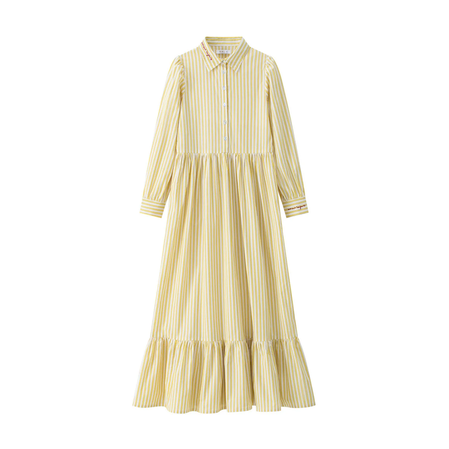 Coco Blanc Yellow Striped Shirtdress