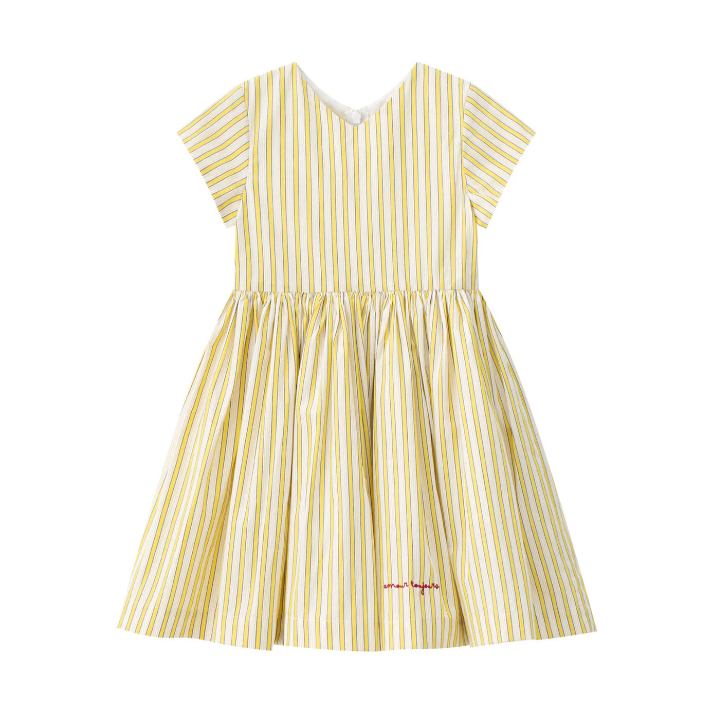 Coco Blanc Yellow Striped Short Sleeve Dress