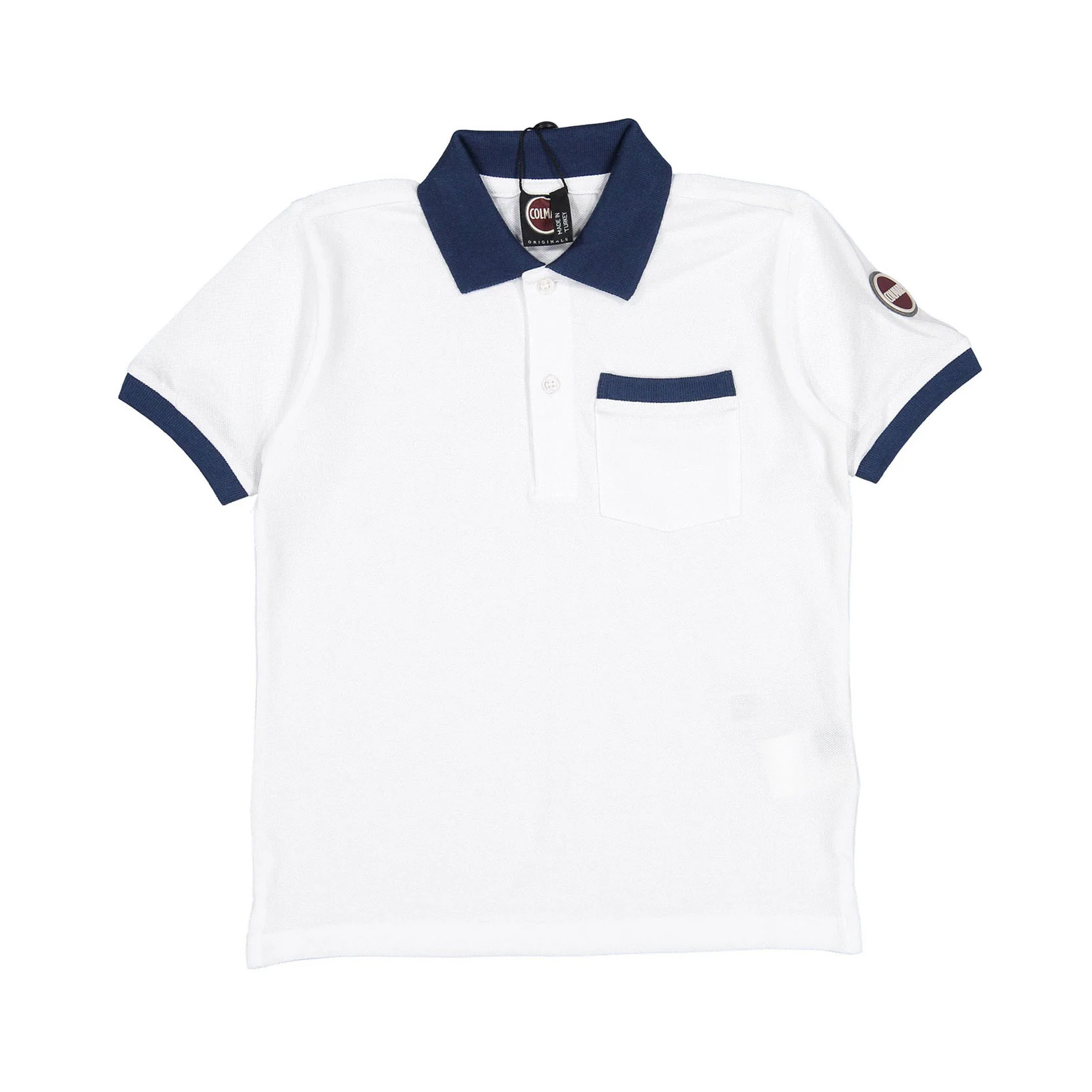 Colmar White/Blue Trim Pocket Polo