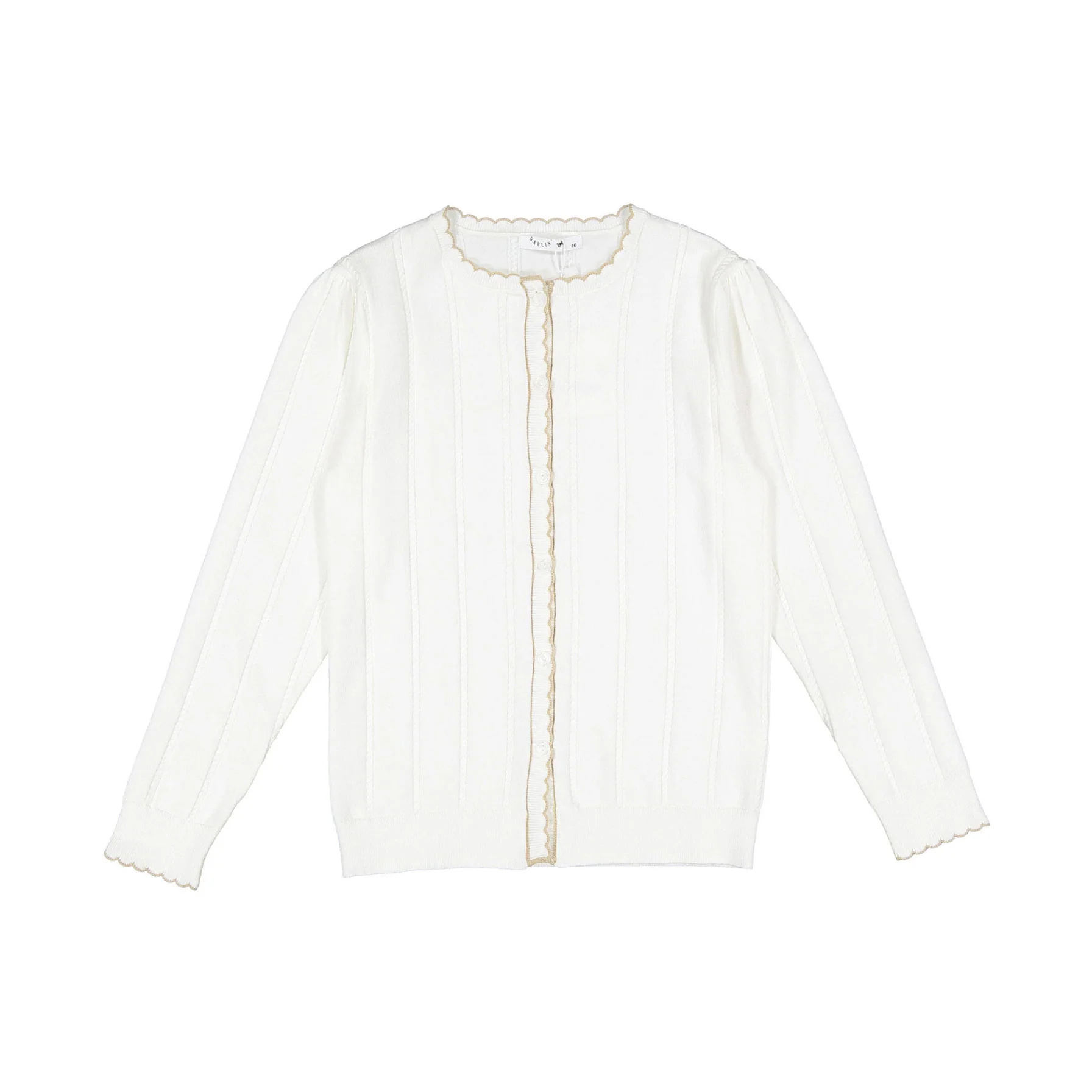 Darlin Camel Trim Scallop Cardigan