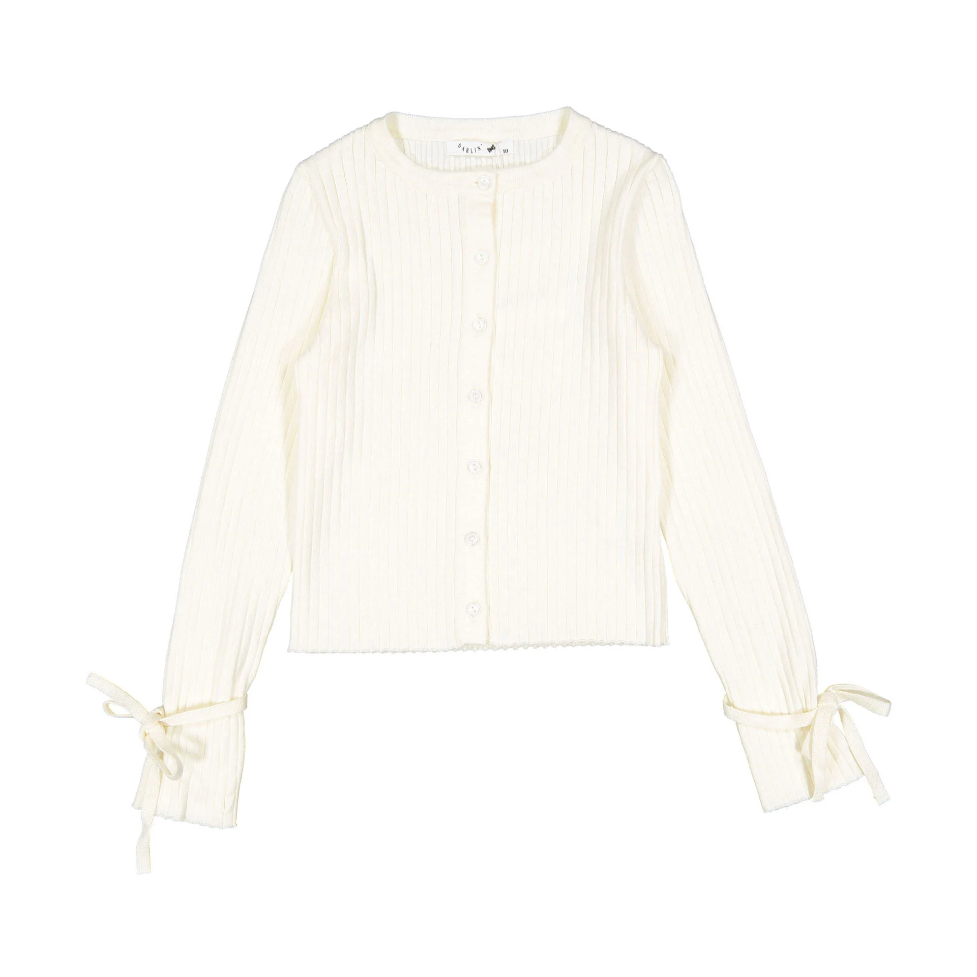 Darlin Cream Rib Knit Bow Cardigan
