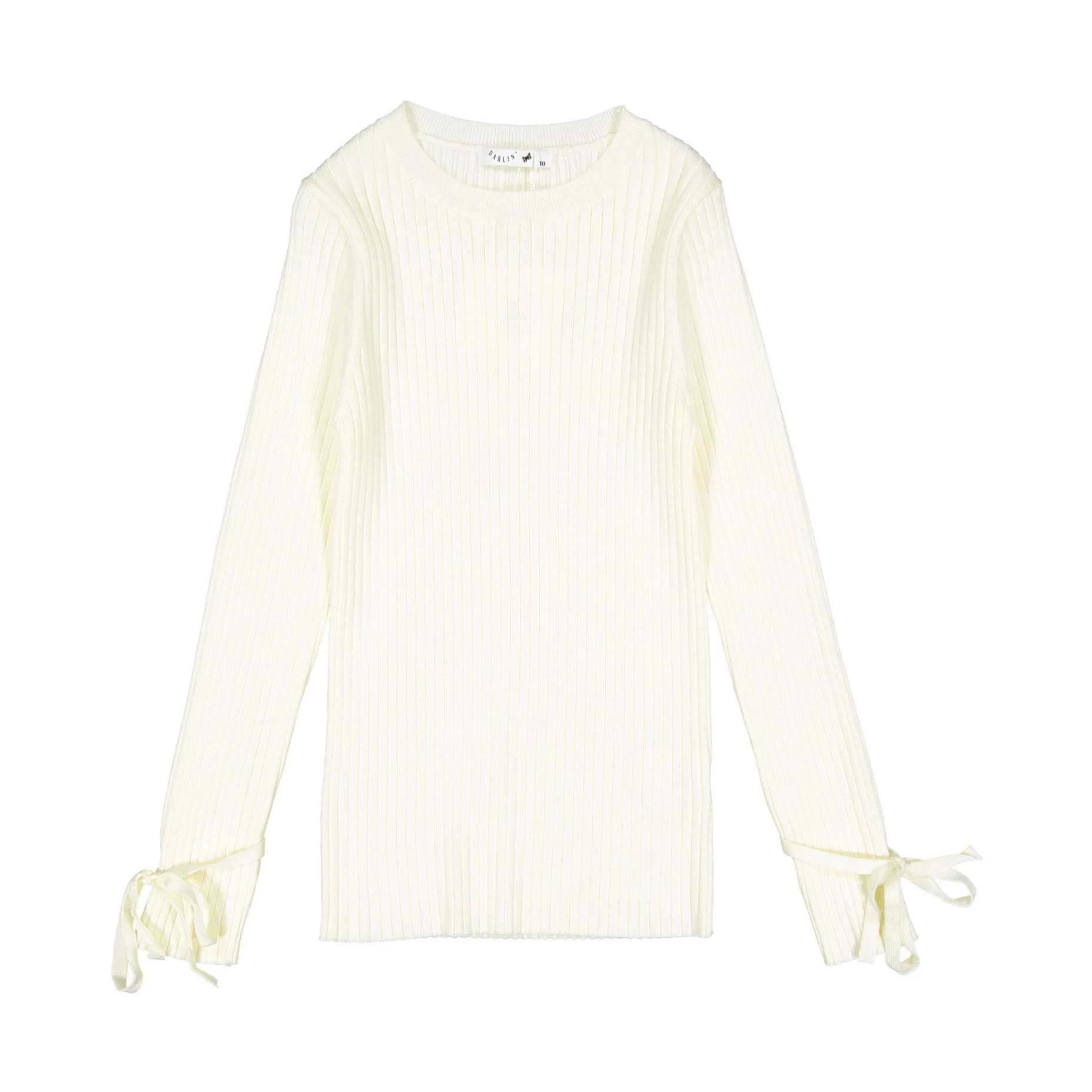 Darlin Cream Rib Knit Bow Sweater
