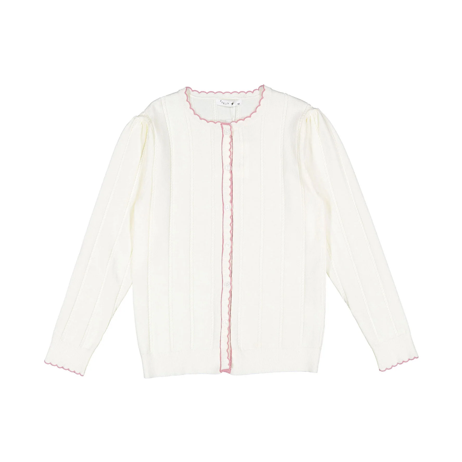 Darlin Mauve Trim Scallop Cardigan