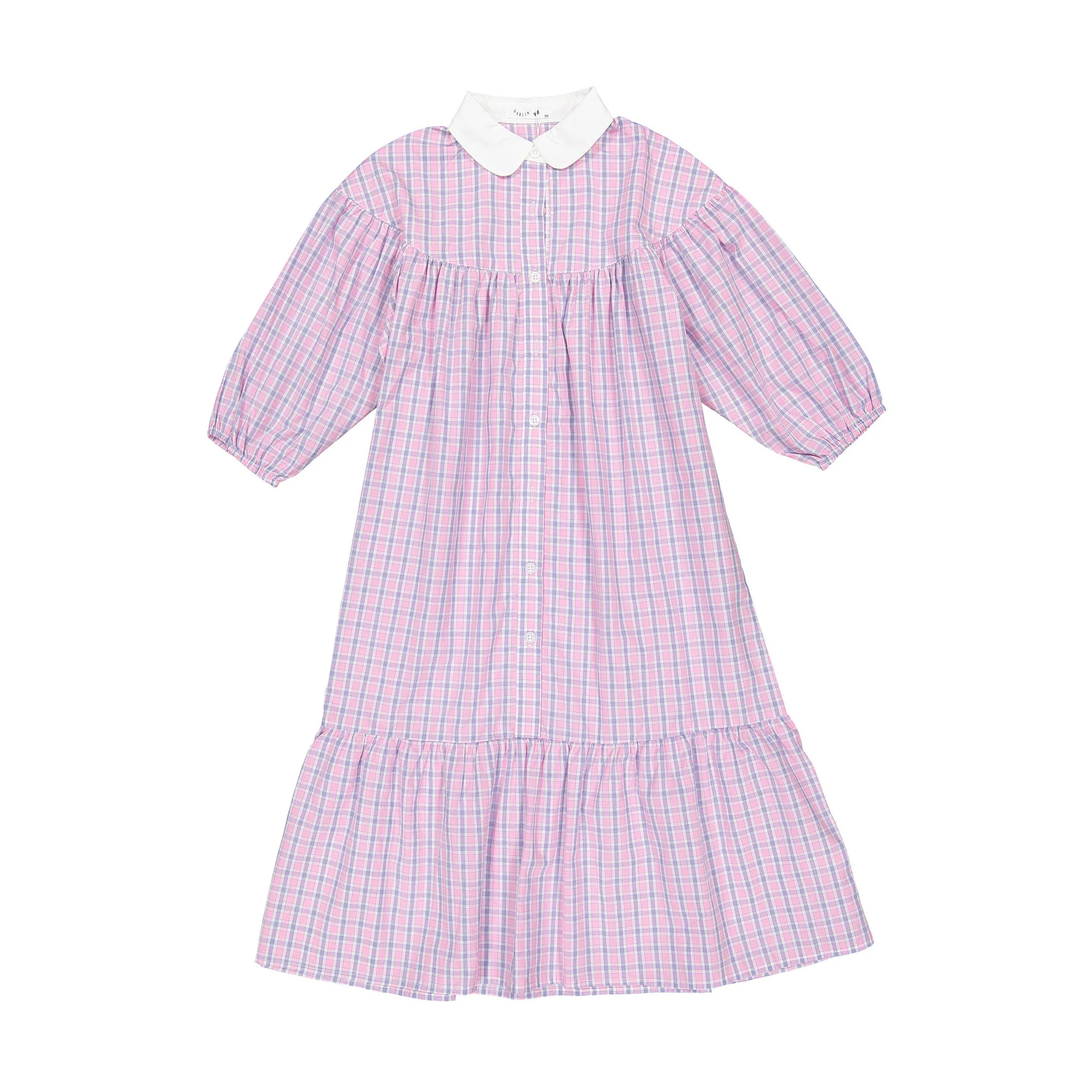 Darlin Pink Checkered Collar Dress