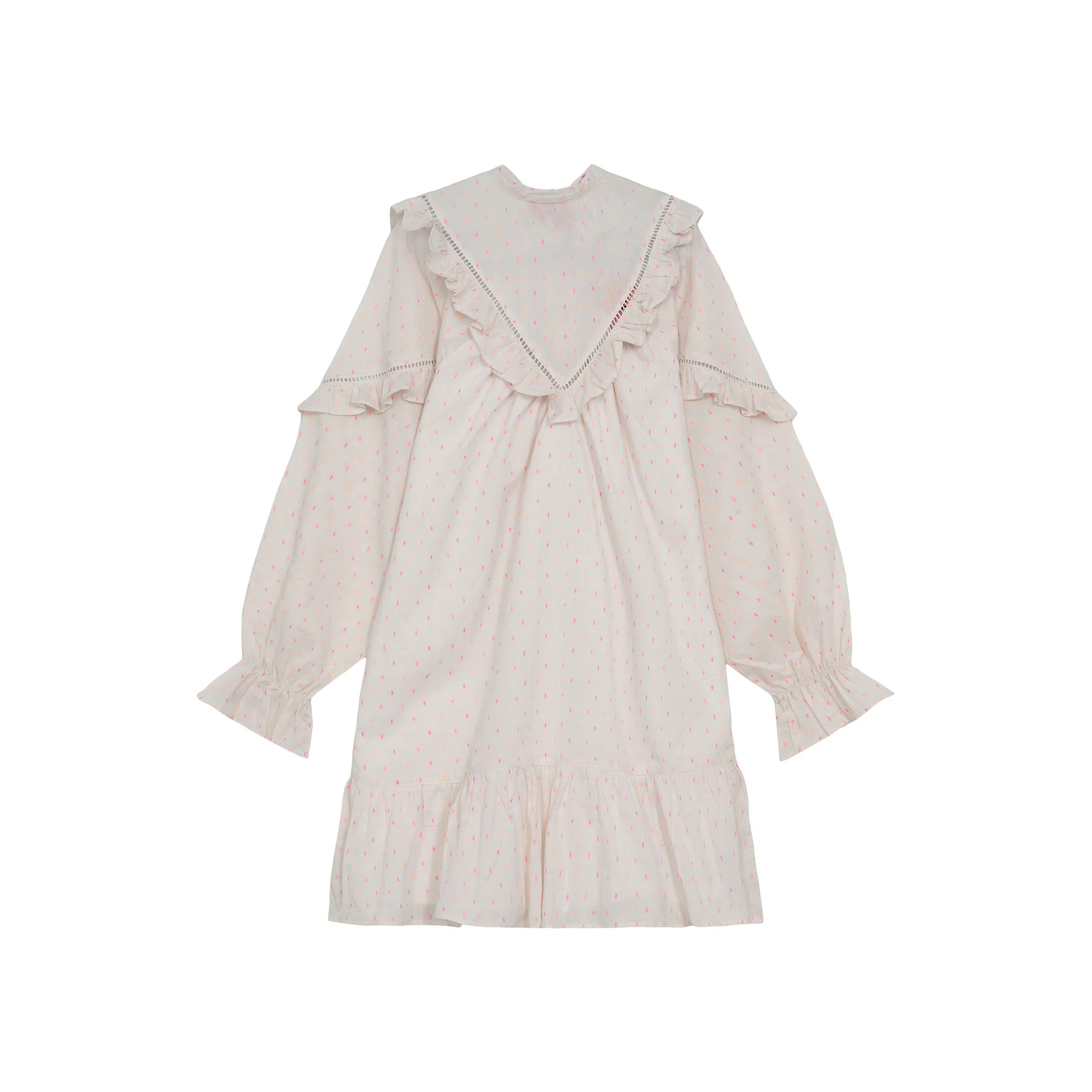 Designers Remix Cream/Orange Pink Velma Ruffle Dress - Image 3