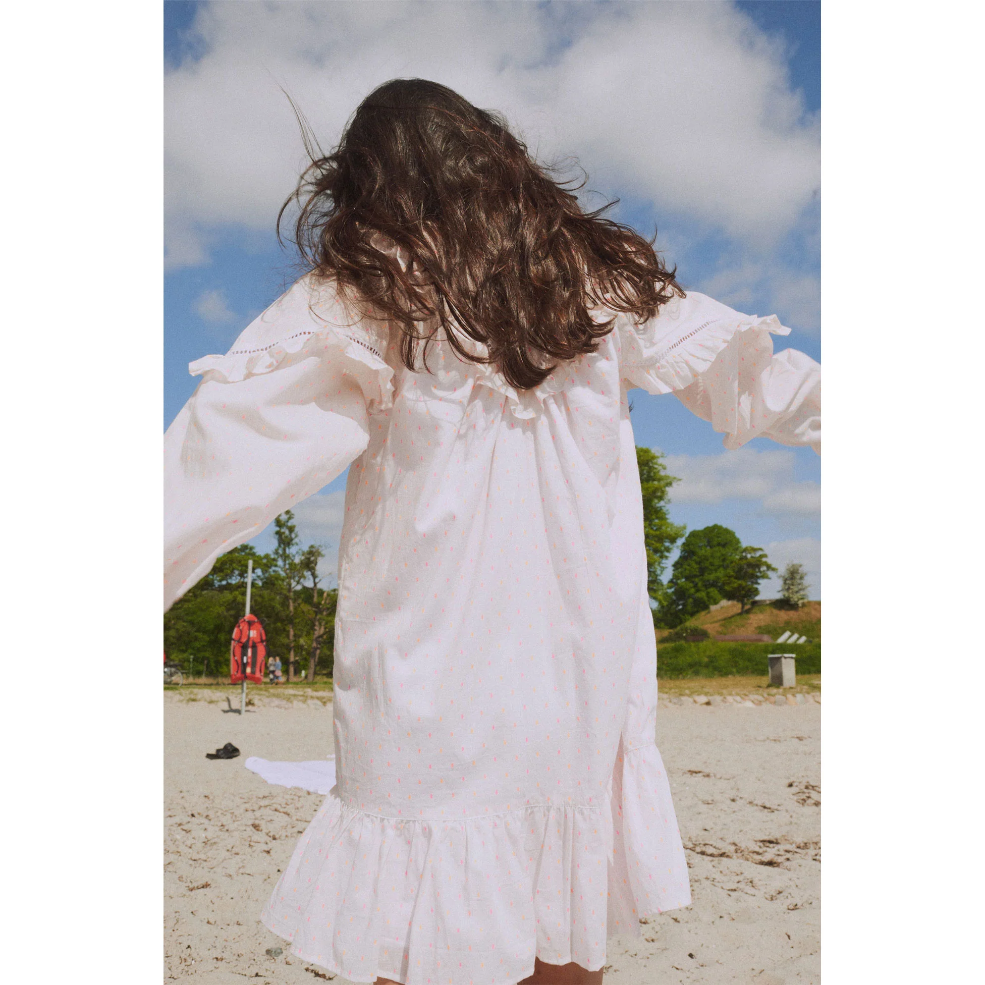 Designers Remix Cream/Orange Pink Velma Ruffle Dress - Image 4