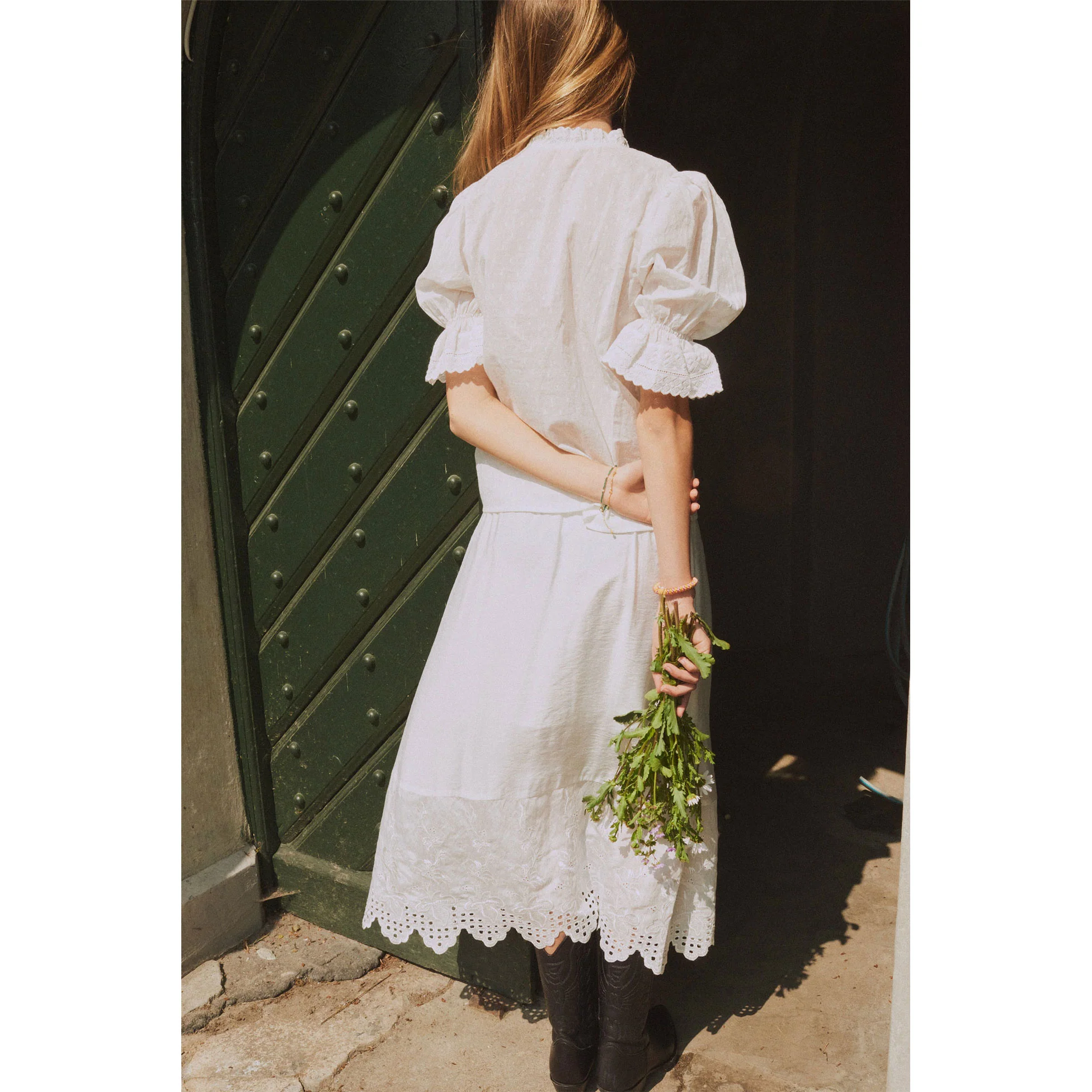 Designers Remix Cream Vera Broderie Skirt - Image 4