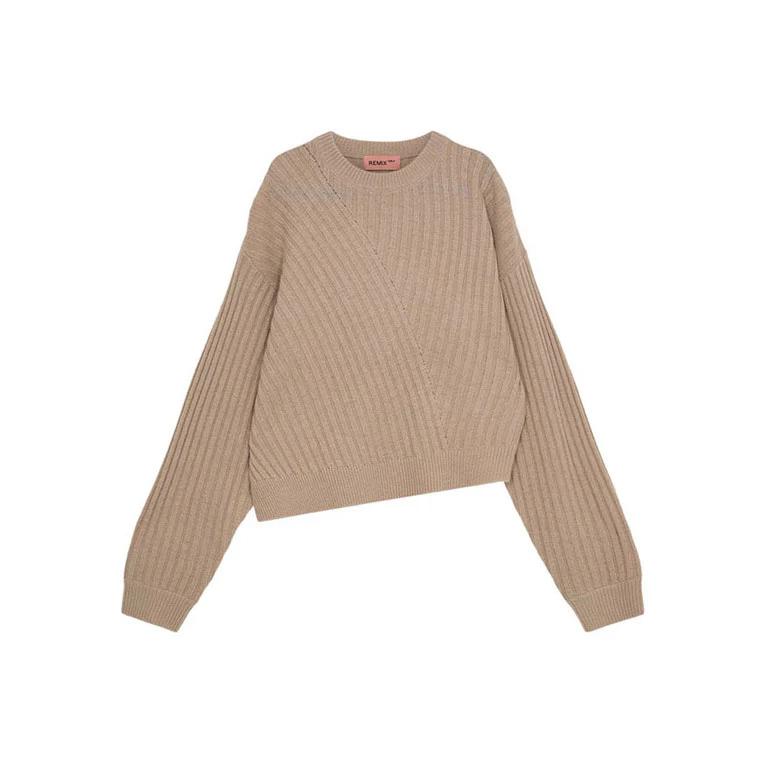 Designers Remix Tan Carmen Asymmetric Sweater