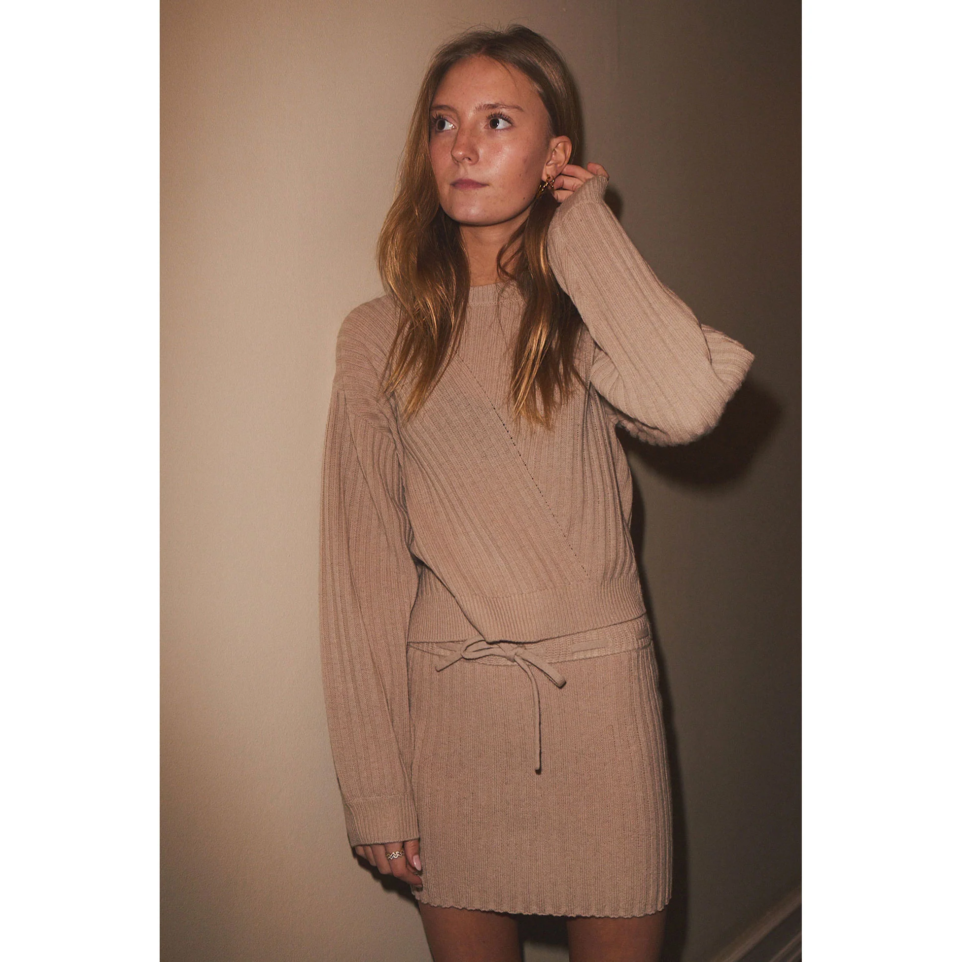 Designers Remix Tan Carmen Asymmetric Sweater - Image 2