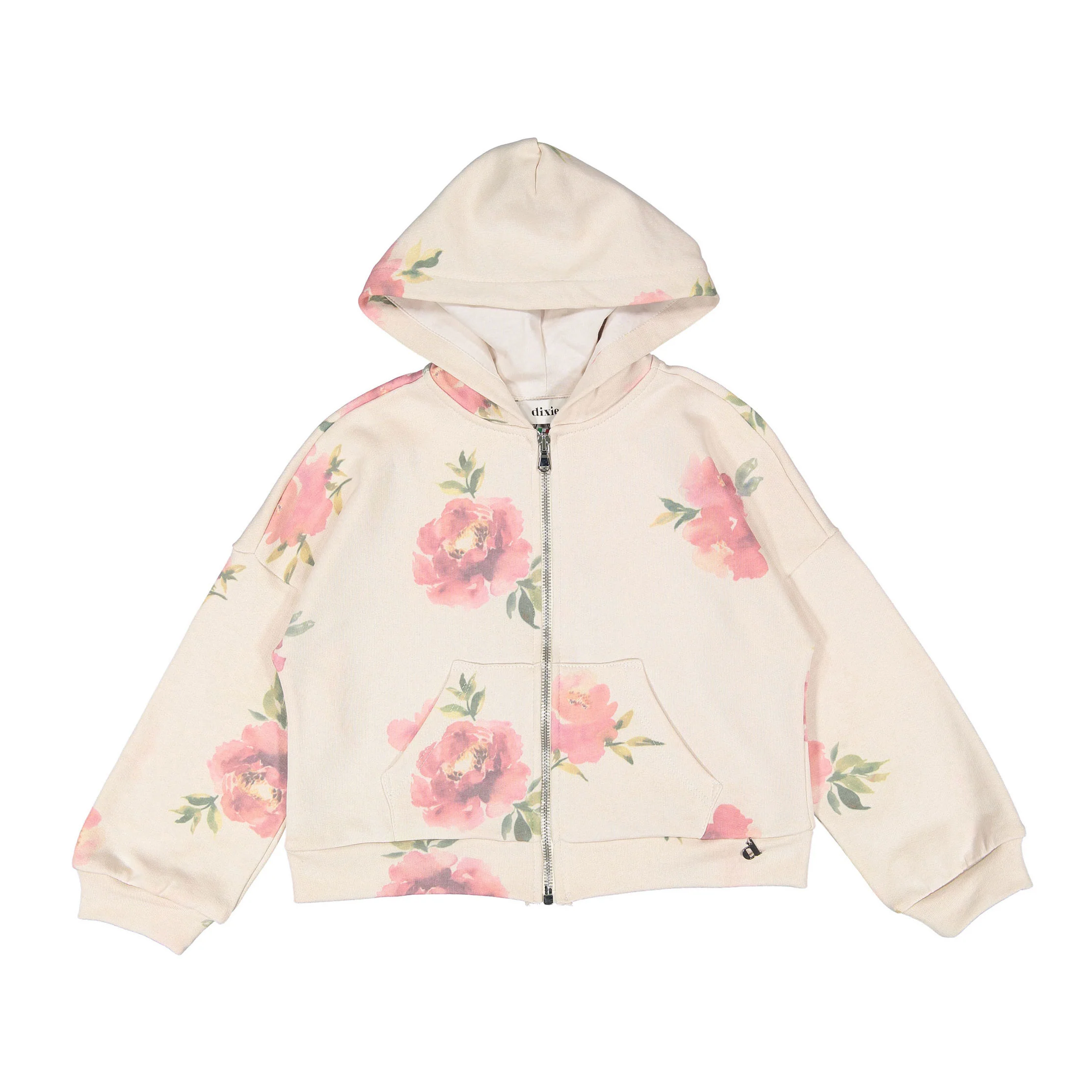 Dixie Cream Rose Print  Zip Up
