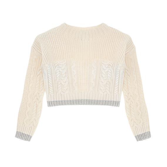 Dixie White Ruffled Shoulder Sweater
