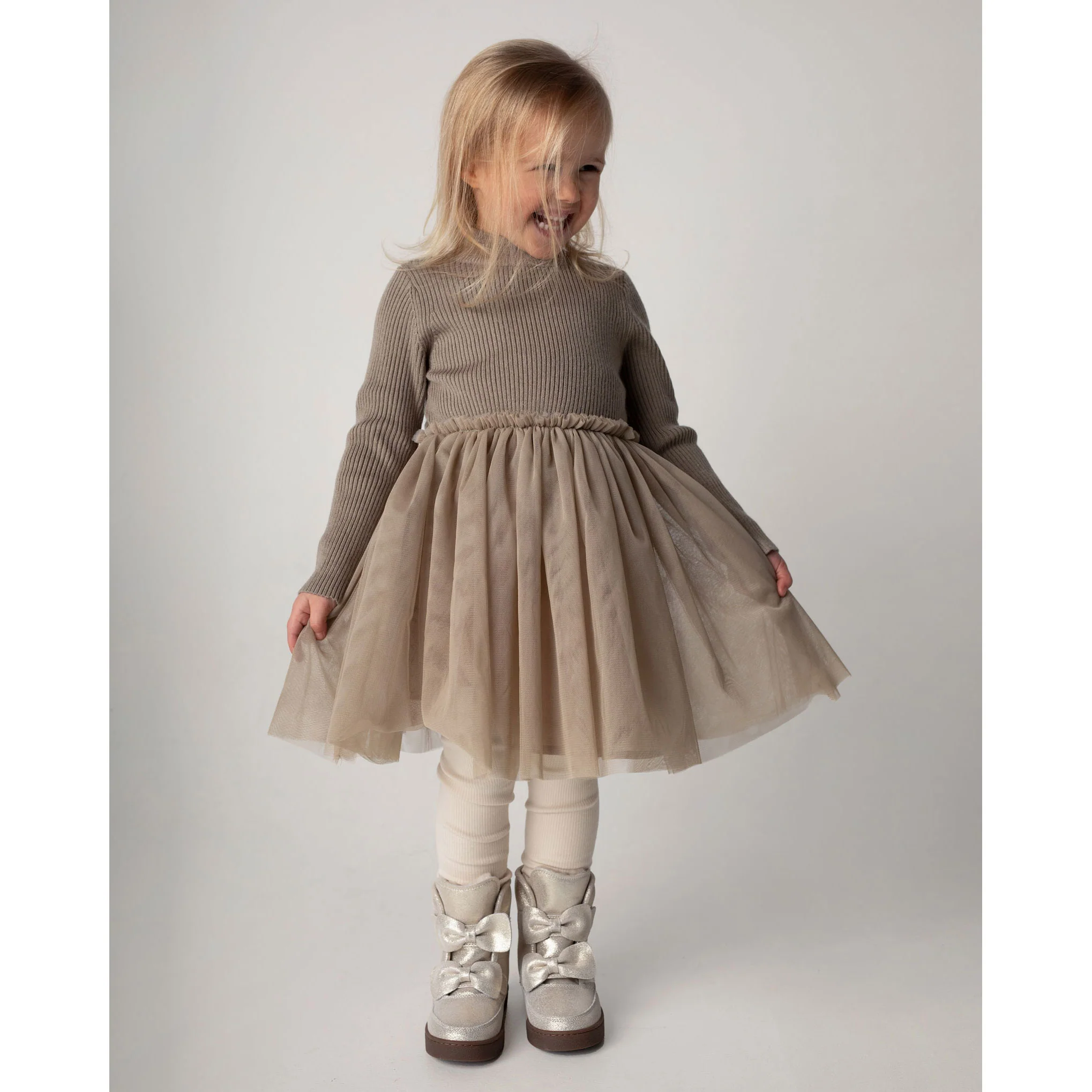 Donsje Taupe Lotus Dress - Image 3
