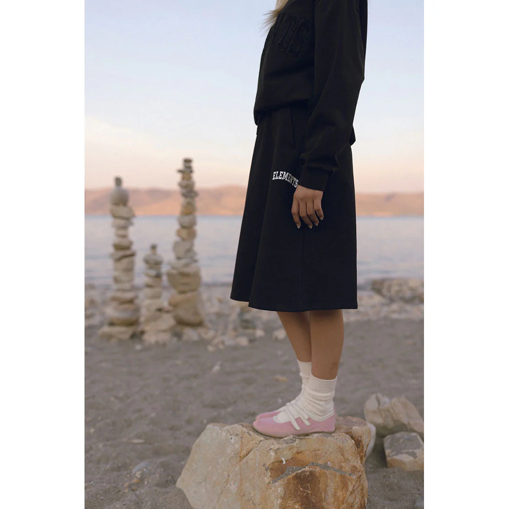 ELEMENTS Black Knee Length Sweat Skirt - Image 4