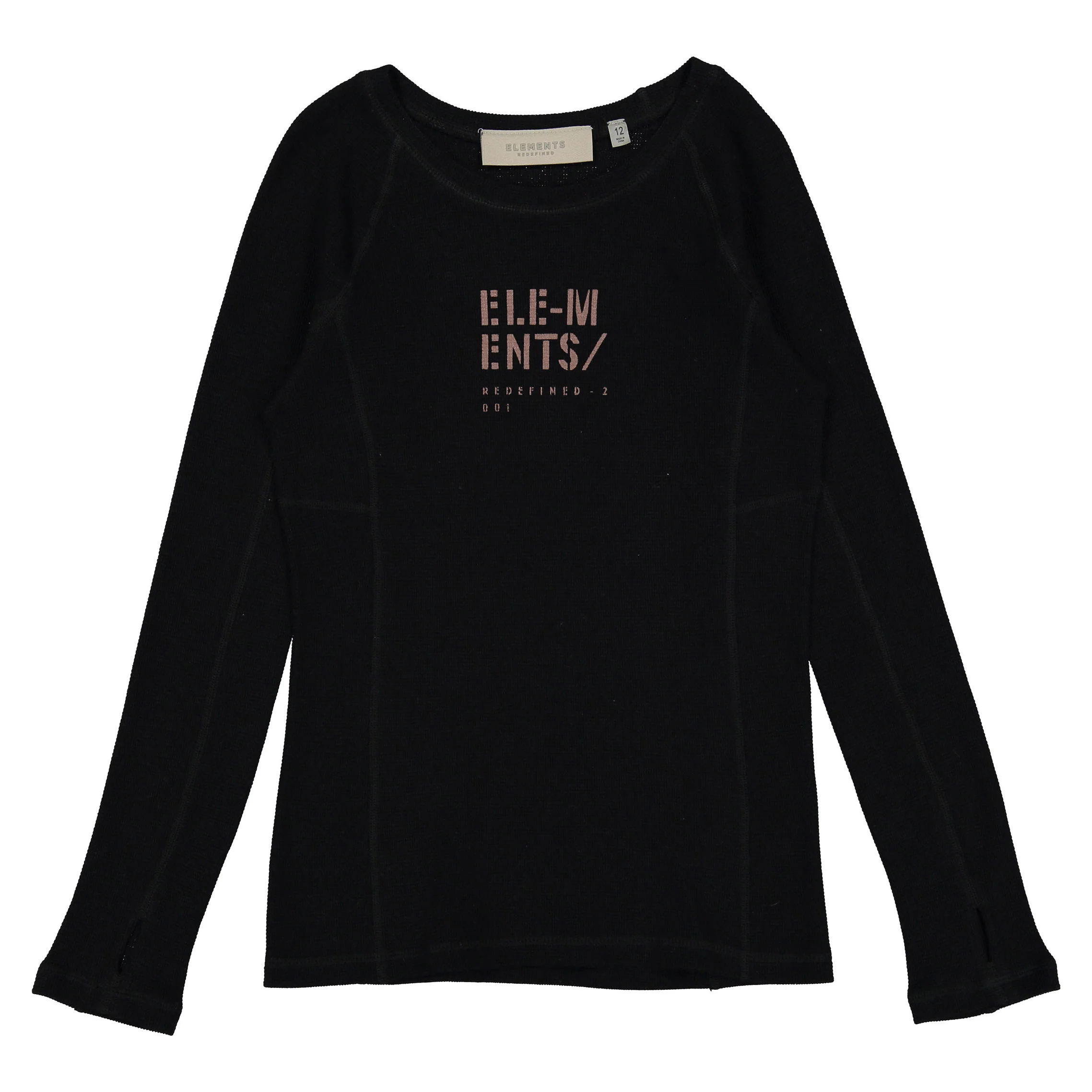 ELEMENTS Black Stamped Waffle Tee