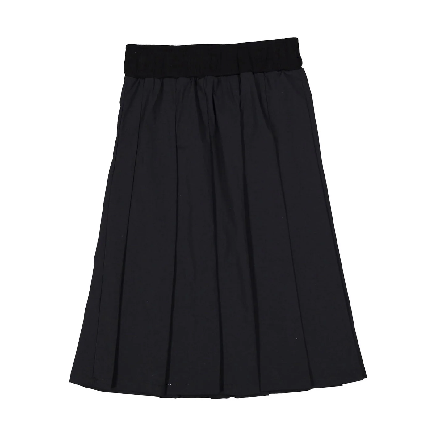ELEMENTS Black Tafetta Pleated Knee Length Skirt